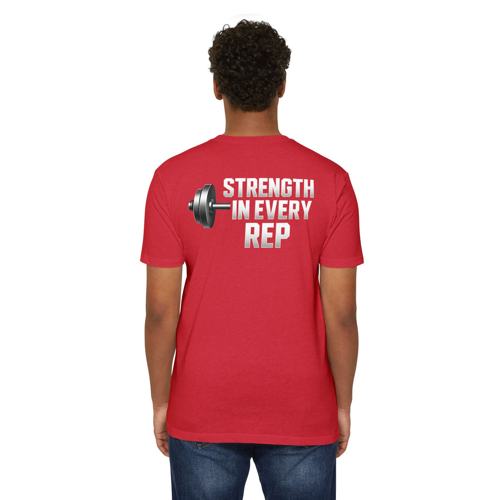 Strength in Every Rep Unisex CVC Jersey T-Shirt | Workout Tee, Fitness Apparel, Gym Clothes, Motivational Shirt, Gift for Coaches