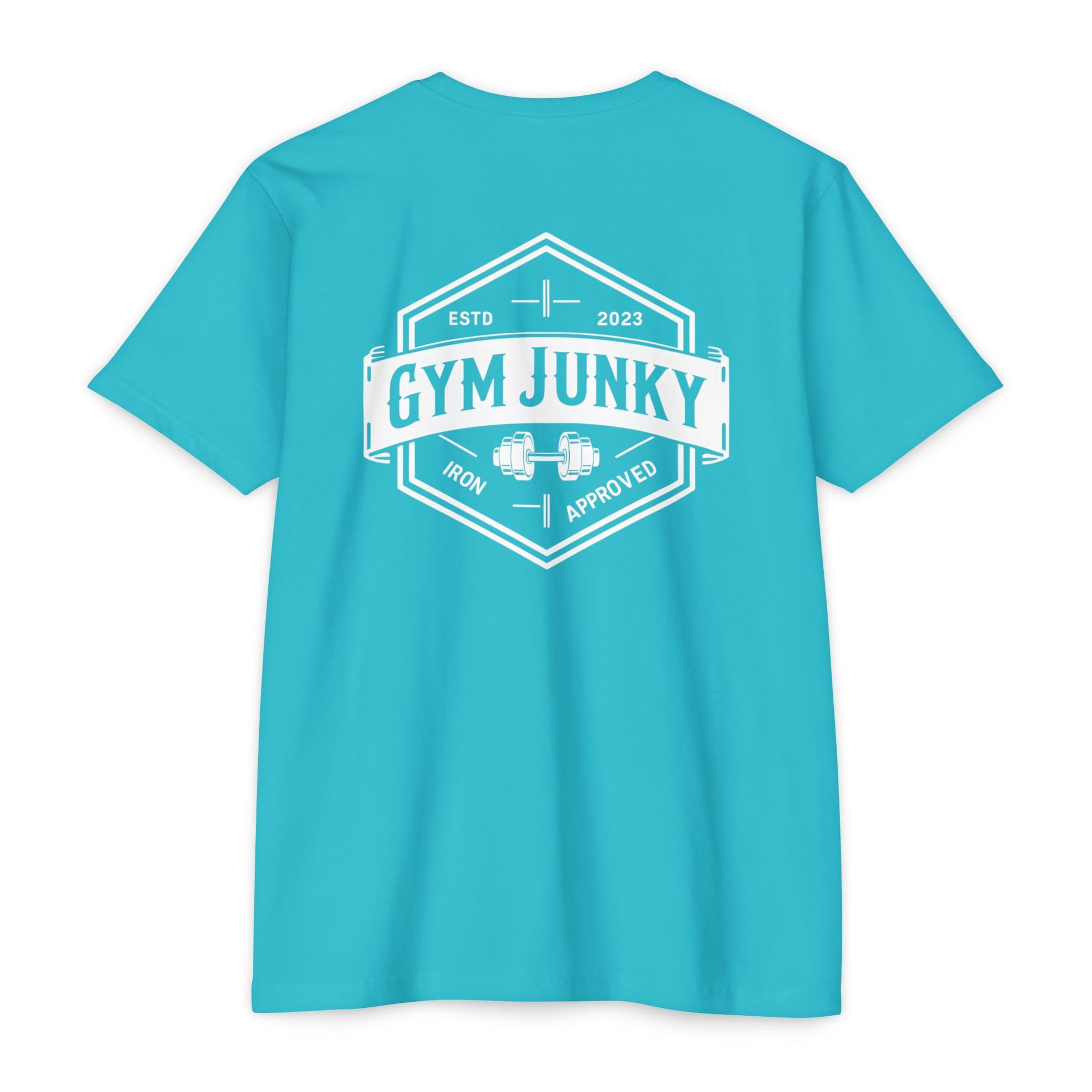 Gym Junky Unisex CVC Jersey T-Shirt | Fitness Apparel, Workout Gift, Gym Lover's Tee, Casual Wear, Motivational Top