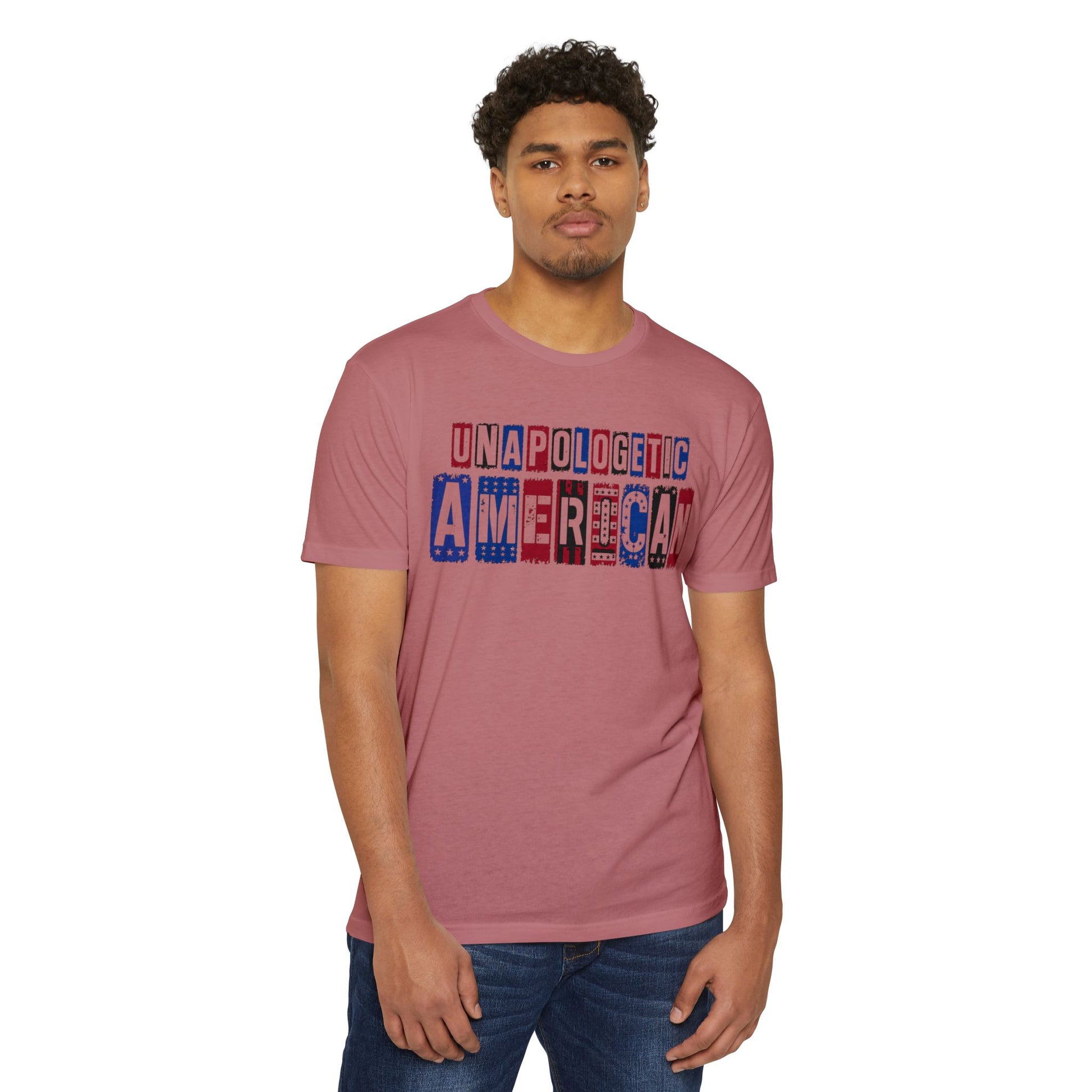 Unapologetic American T-Shirt – Patriotic USA Flag Lettering Tee