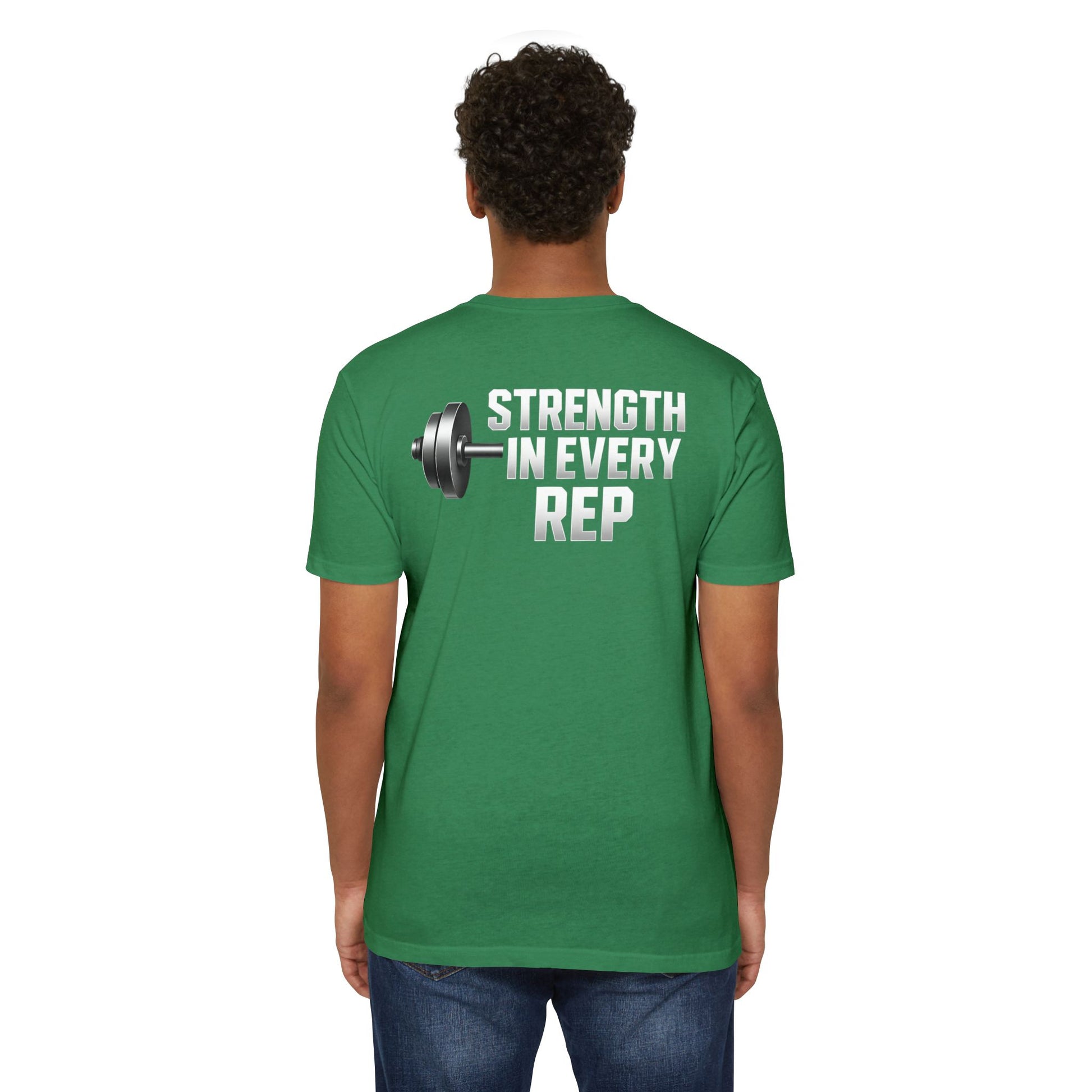 Strength in Every Rep Unisex CVC Jersey T-Shirt | Workout Tee, Fitness Apparel, Gym Clothes, Motivational Shirt, Gift for Coaches