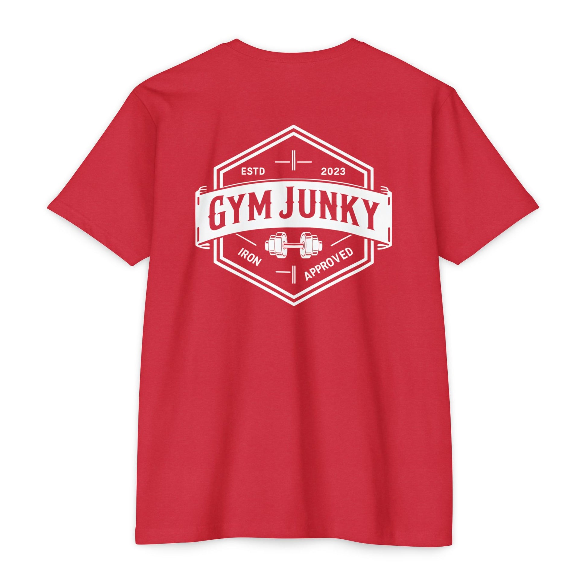 Gym Junky Unisex CVC Jersey T-Shirt | Fitness Apparel, Workout Gift, Gym Lover's Tee, Casual Wear, Motivational Top