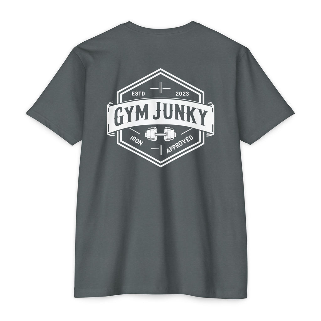 Gym Junky Unisex CVC Jersey T-Shirt | Fitness Apparel, Workout Gift, Gym Lover's Tee, Casual Wear, Motivational Top