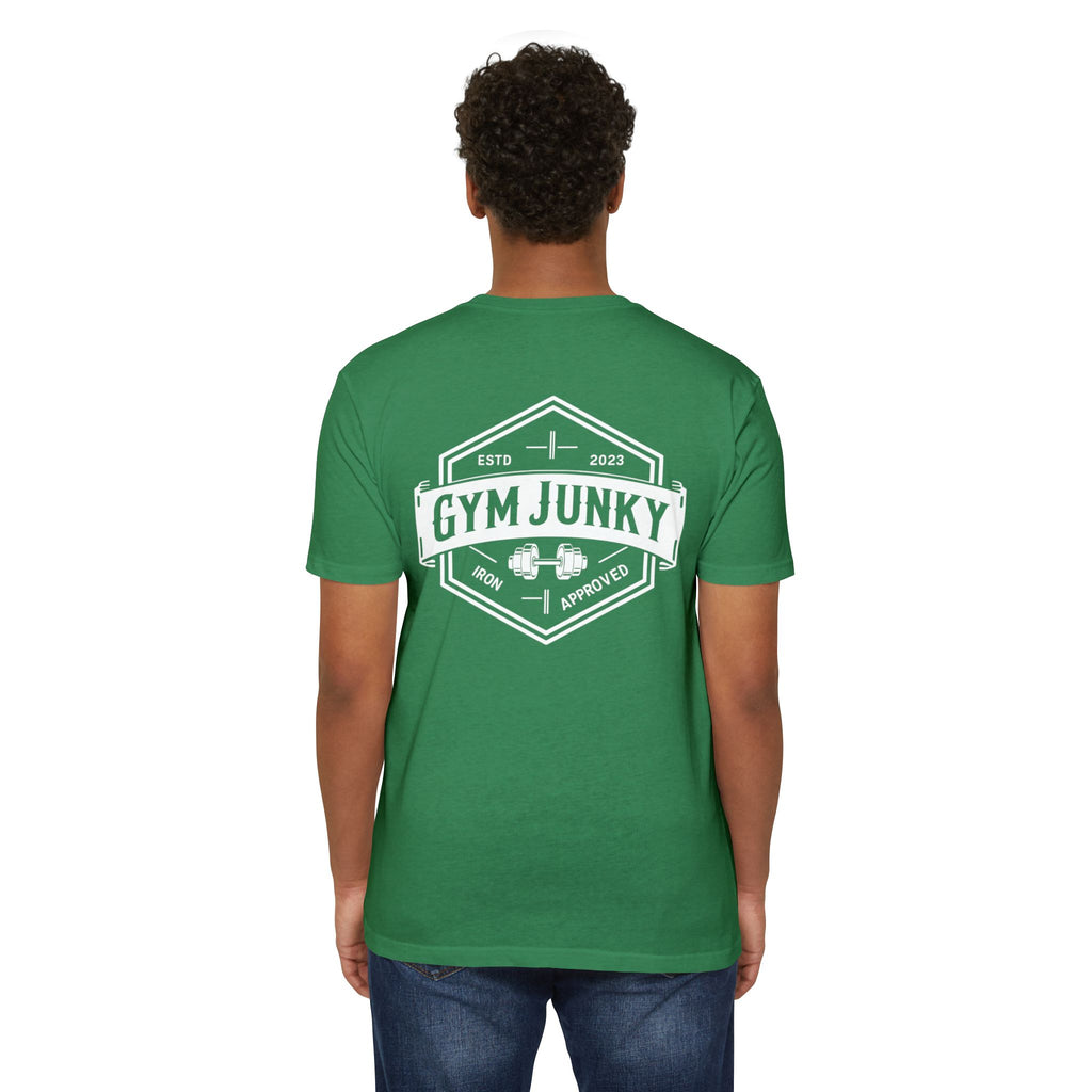 Gym Junky Unisex CVC Jersey T-Shirt | Fitness Apparel, Workout Gift, Gym Lover's Tee, Casual Wear, Motivational Top