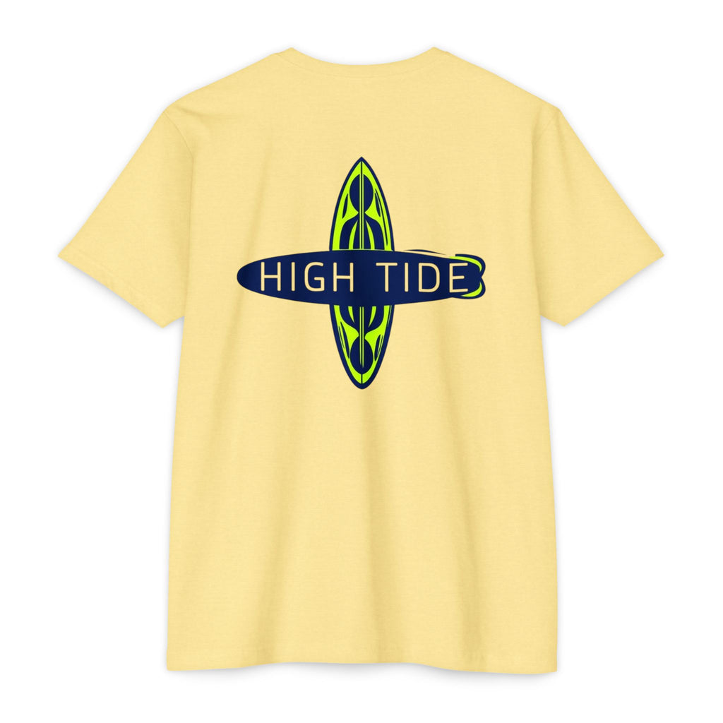 High Tide Unisex CVC Jersey T-shirt, Beachwear, Surfing Shirt, Summer Apparel, Casual Tee, Gift for Surfers