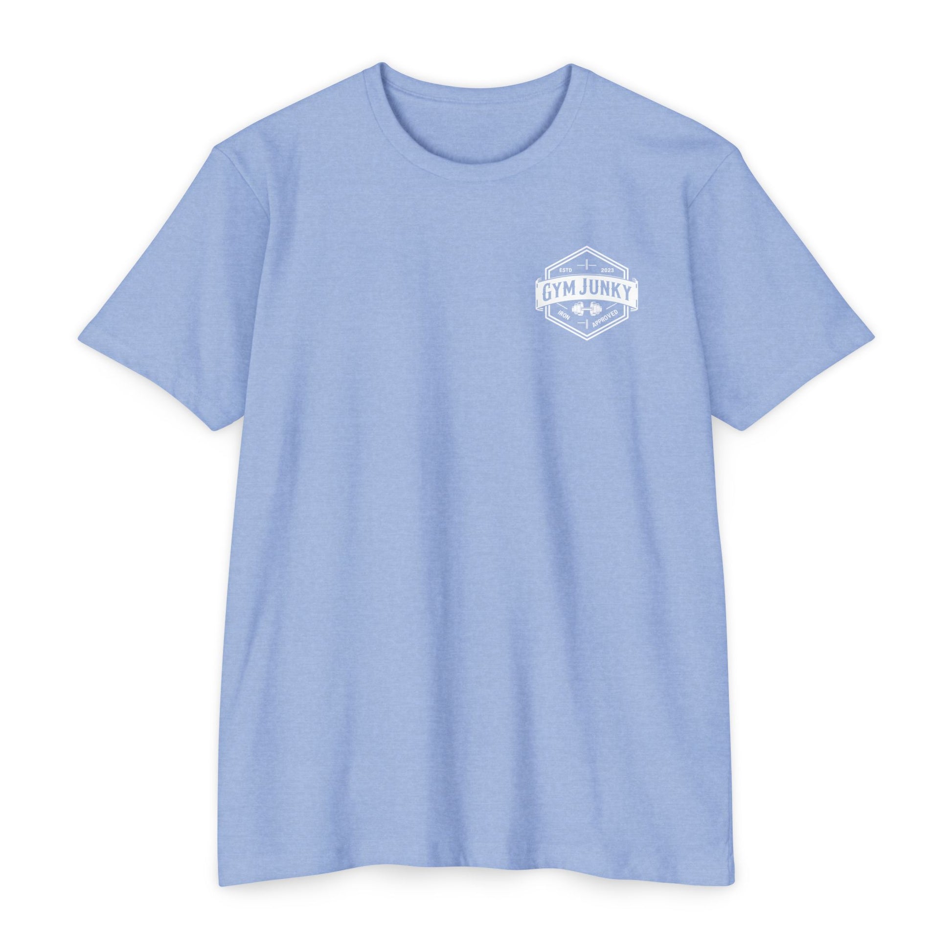 Gym Junky Unisex CVC Jersey T-Shirt | Fitness Apparel, Workout Gift, Gym Lover's Tee, Casual Wear, Motivational Top