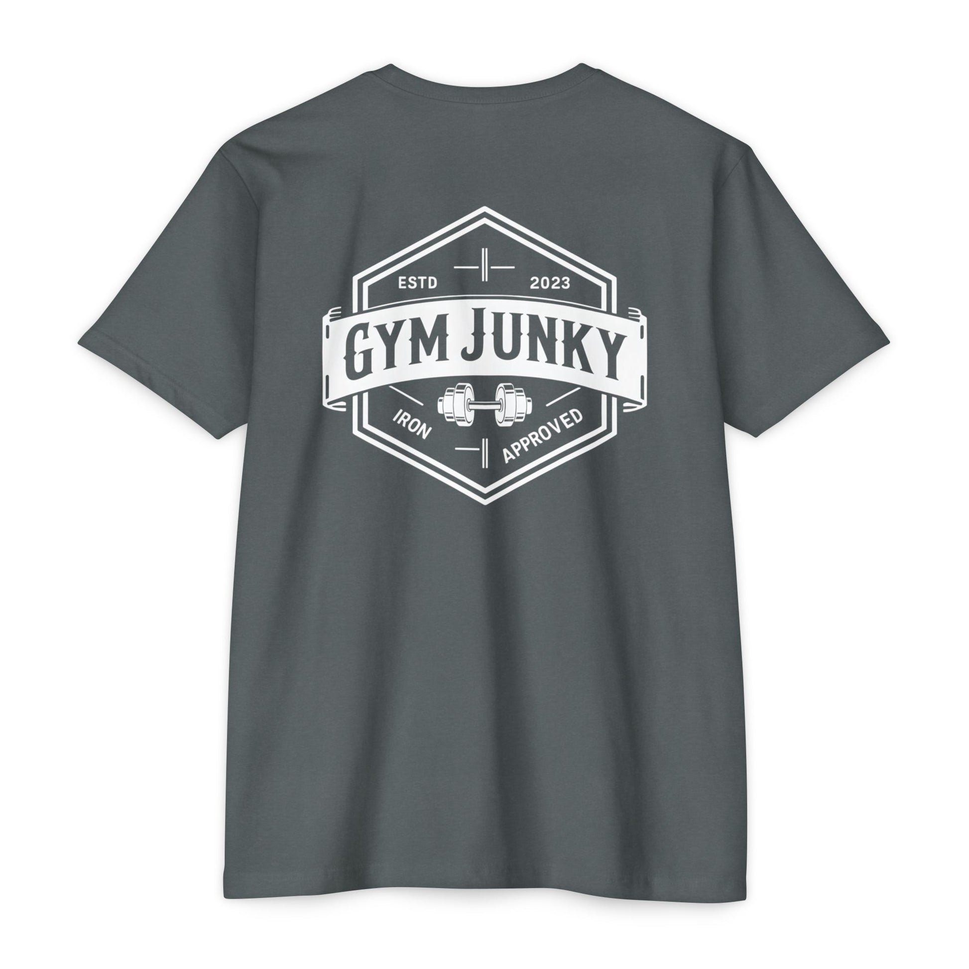 Gym Junky Unisex CVC Jersey T-Shirt | Fitness Apparel, Workout Gift, Gym Lover's Tee, Casual Wear, Motivational Top