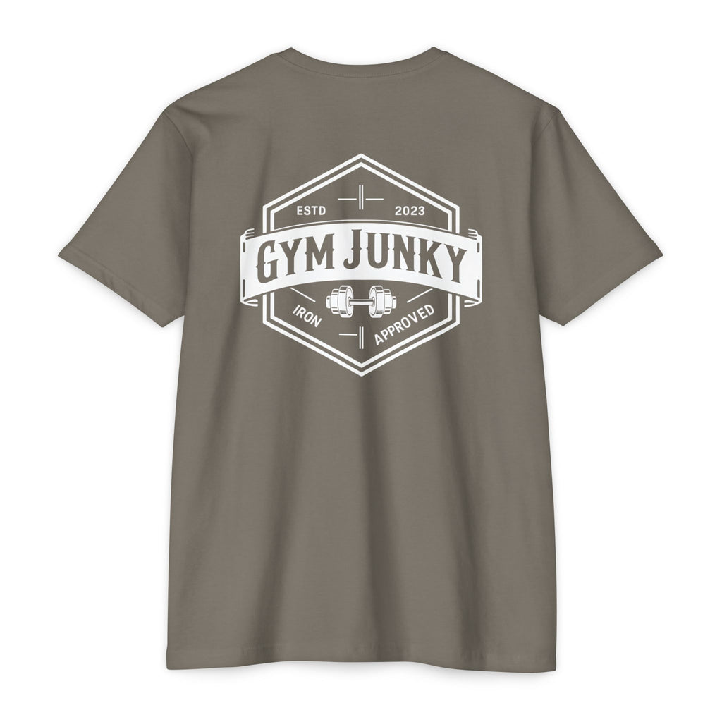 Gym Junky Unisex CVC Jersey T-Shirt | Fitness Apparel, Workout Gift, Gym Lover's Tee, Casual Wear, Motivational Top