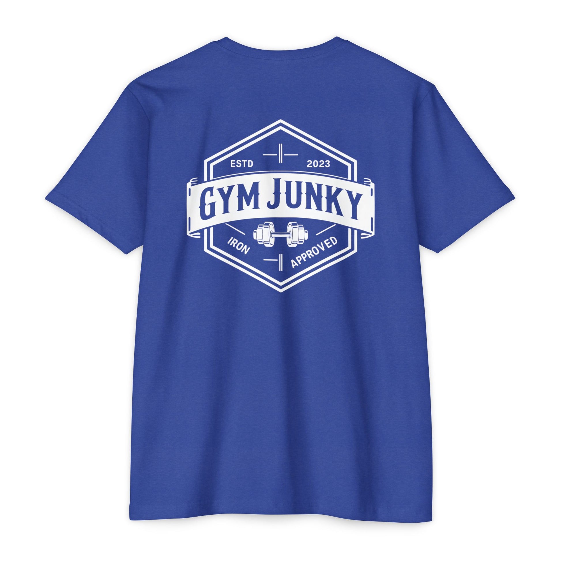 Gym Junky Unisex CVC Jersey T-Shirt | Fitness Apparel, Workout Gift, Gym Lover's Tee, Casual Wear, Motivational Top