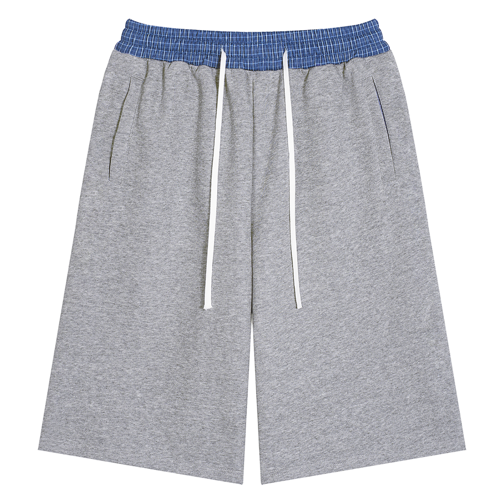 Unisex Plaid Waistband Shorts