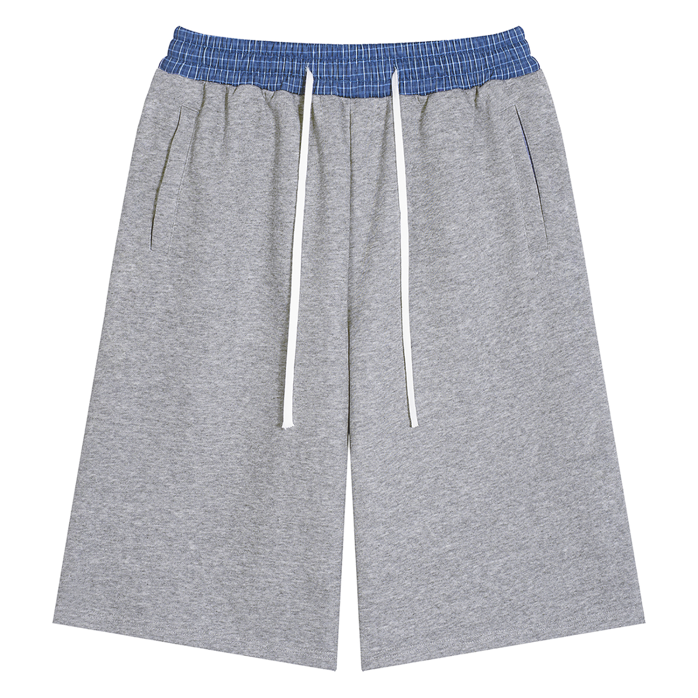 Unisex Plaid Waistband Shorts