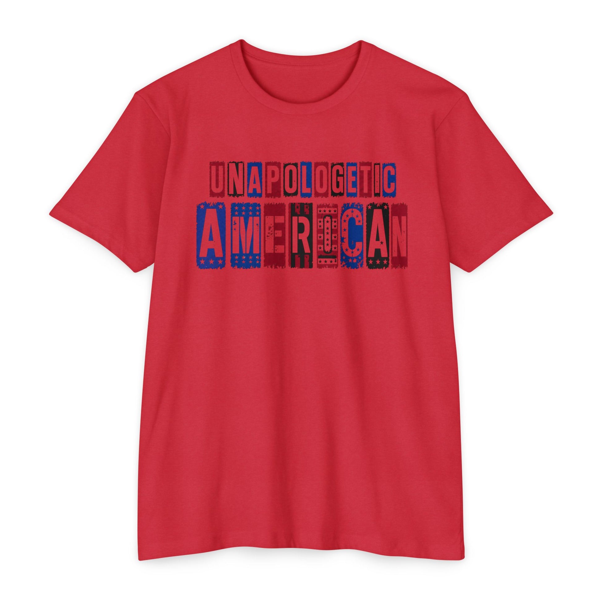 Unapologetic American T-Shirt – Patriotic USA Flag Lettering Tee