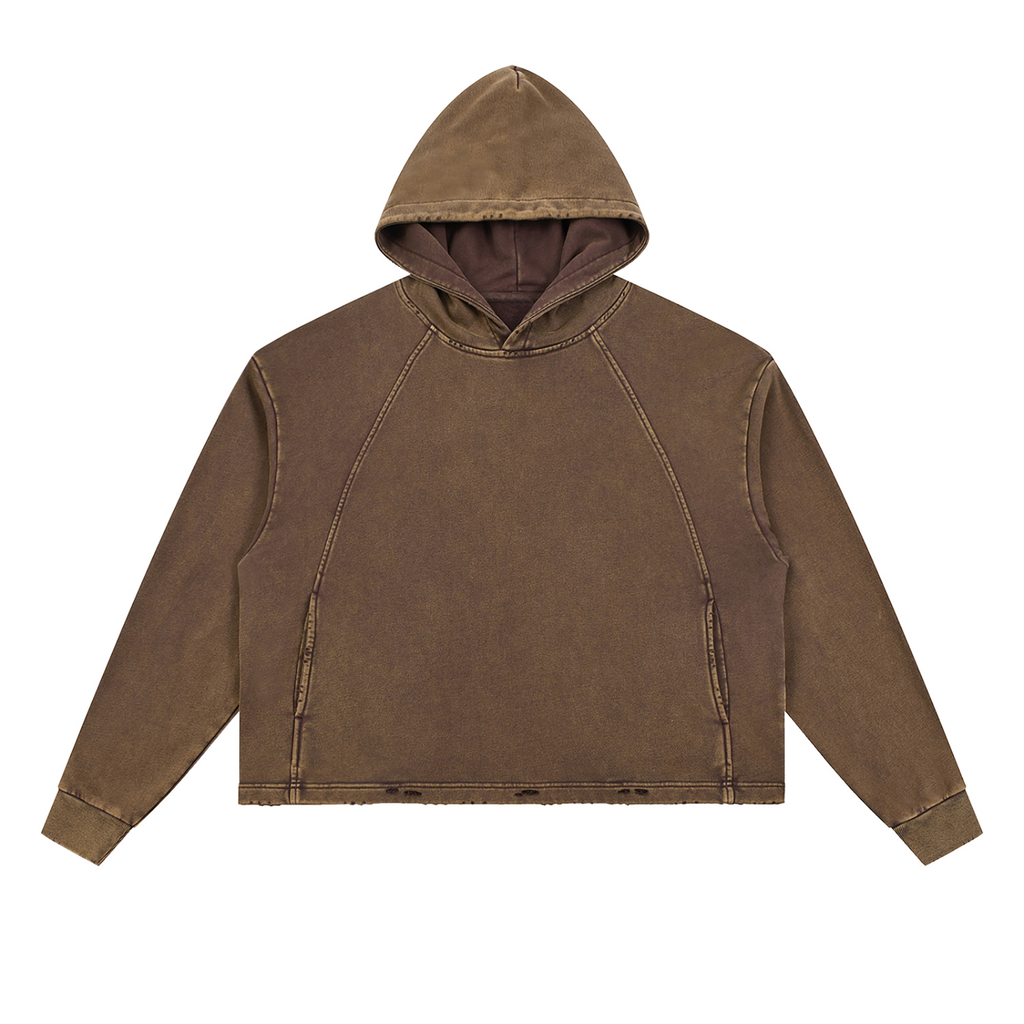 Vintage Washed Frayed-Hem Hoodie