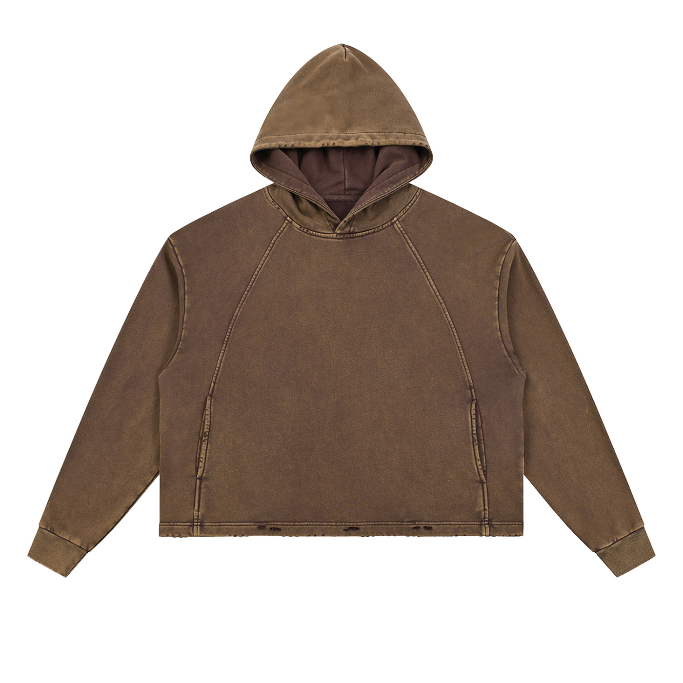 Vintage Washed Frayed-Hem Hoodie