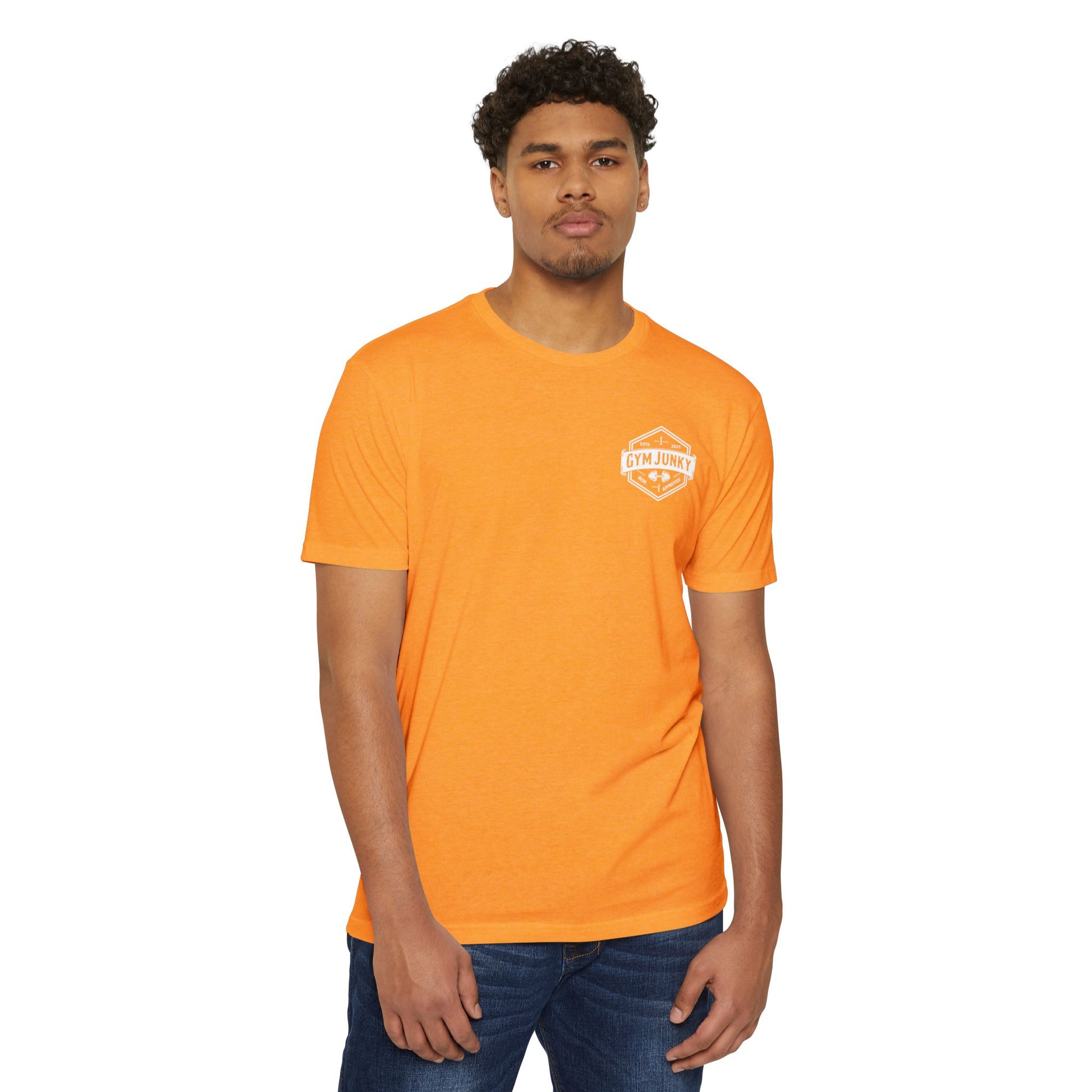 Gym Junky Unisex CVC Jersey T-Shirt | Fitness Apparel, Workout Gift, Gym Lover's Tee, Casual Wear, Motivational Top