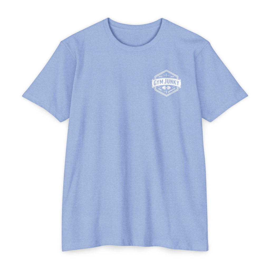 Gym Junky Unisex CVC Jersey T-Shirt | Fitness Apparel, Workout Gift, Gym Lover's Tee, Casual Wear, Motivational Top