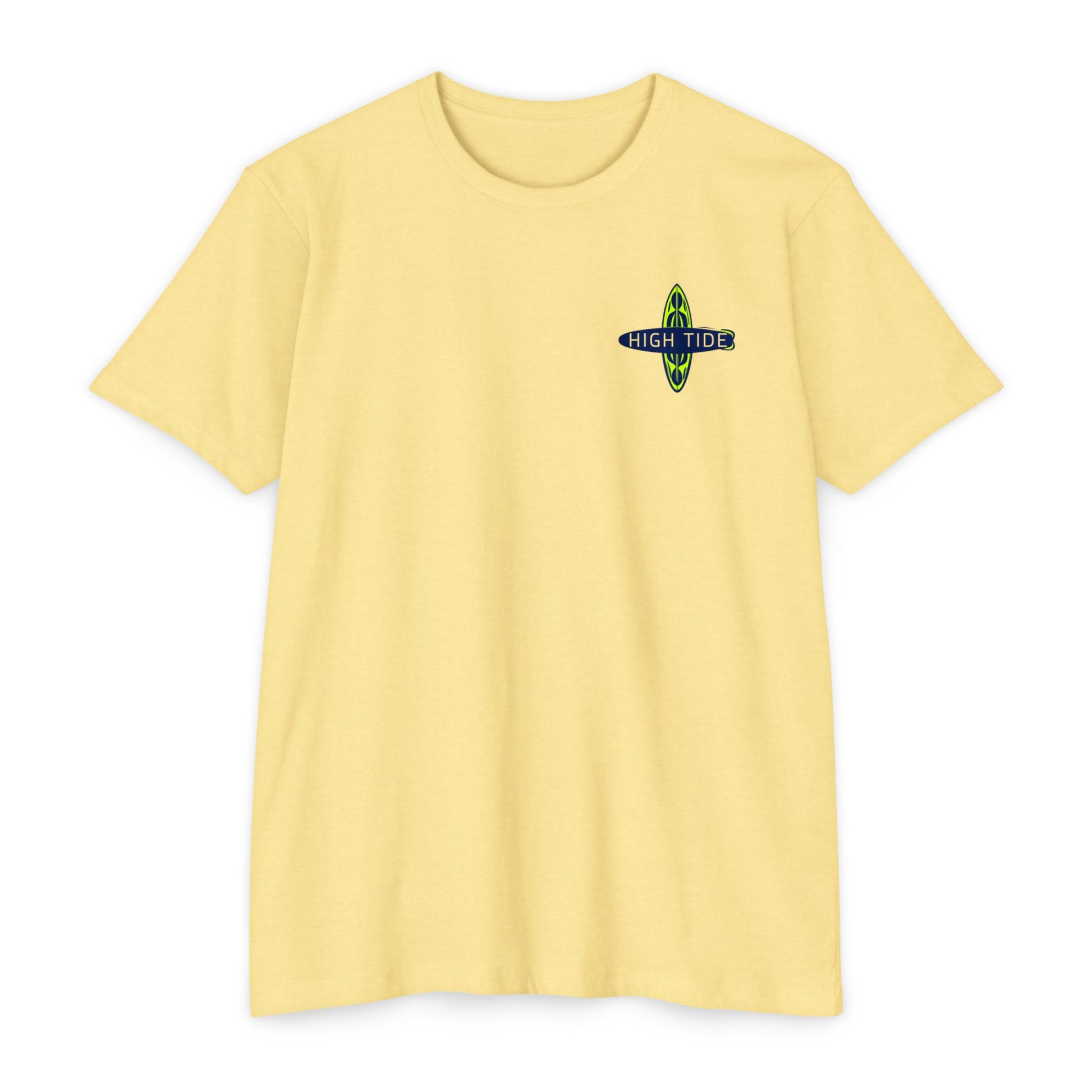 High Tide Unisex CVC Jersey T-shirt, Beachwear, Surfing Shirt, Summer Apparel, Casual Tee, Gift for Surfers