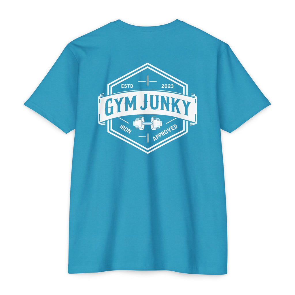Gym Junky Unisex CVC Jersey T-Shirt | Fitness Apparel, Workout Gift, Gym Lover's Tee, Casual Wear, Motivational Top