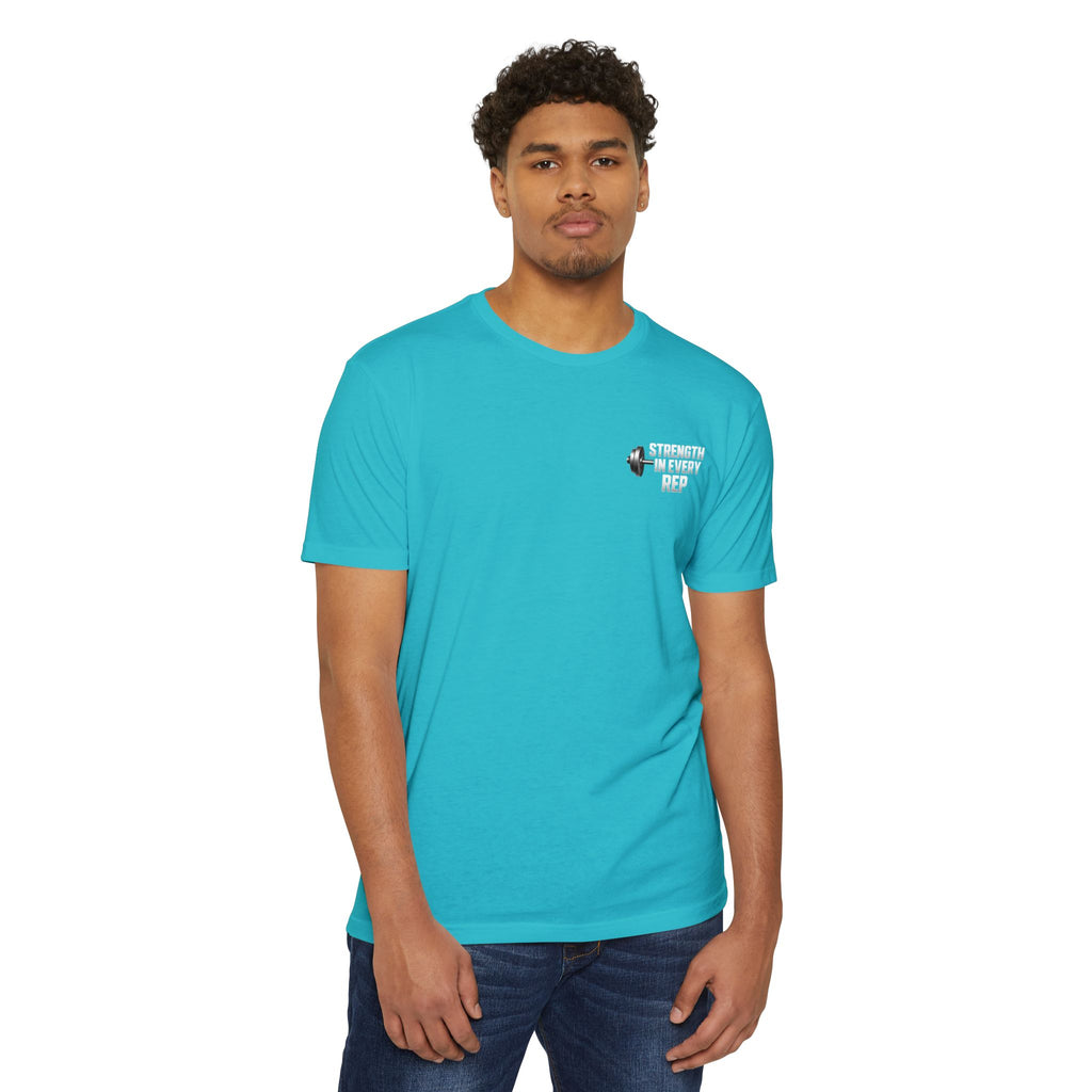 Strength in Every Rep Unisex CVC Jersey T-Shirt | Workout Tee, Fitness Apparel, Gym Clothes, Motivational Shirt, Gift for Coaches