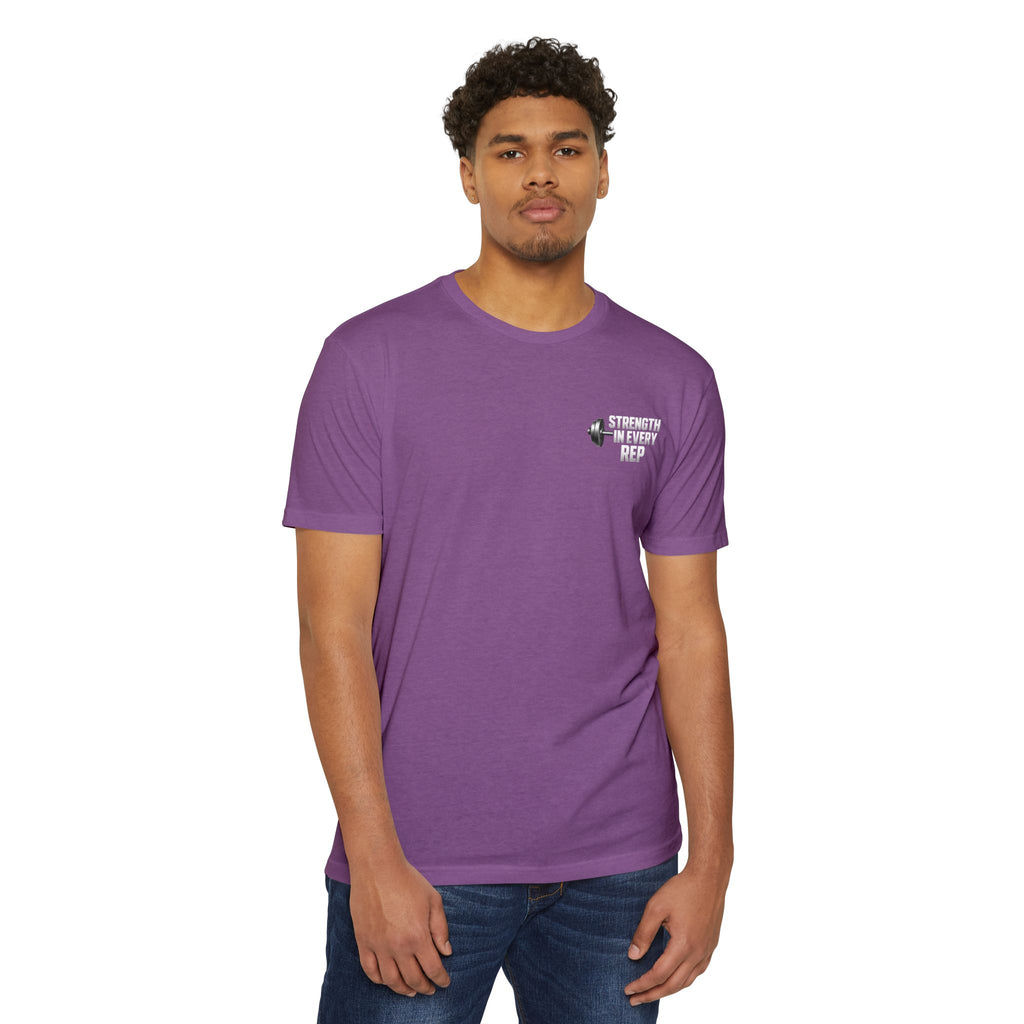 Strength in Every Rep Unisex CVC Jersey T-Shirt | Workout Tee, Fitness Apparel, Gym Clothes, Motivational Shirt, Gift for Coaches
