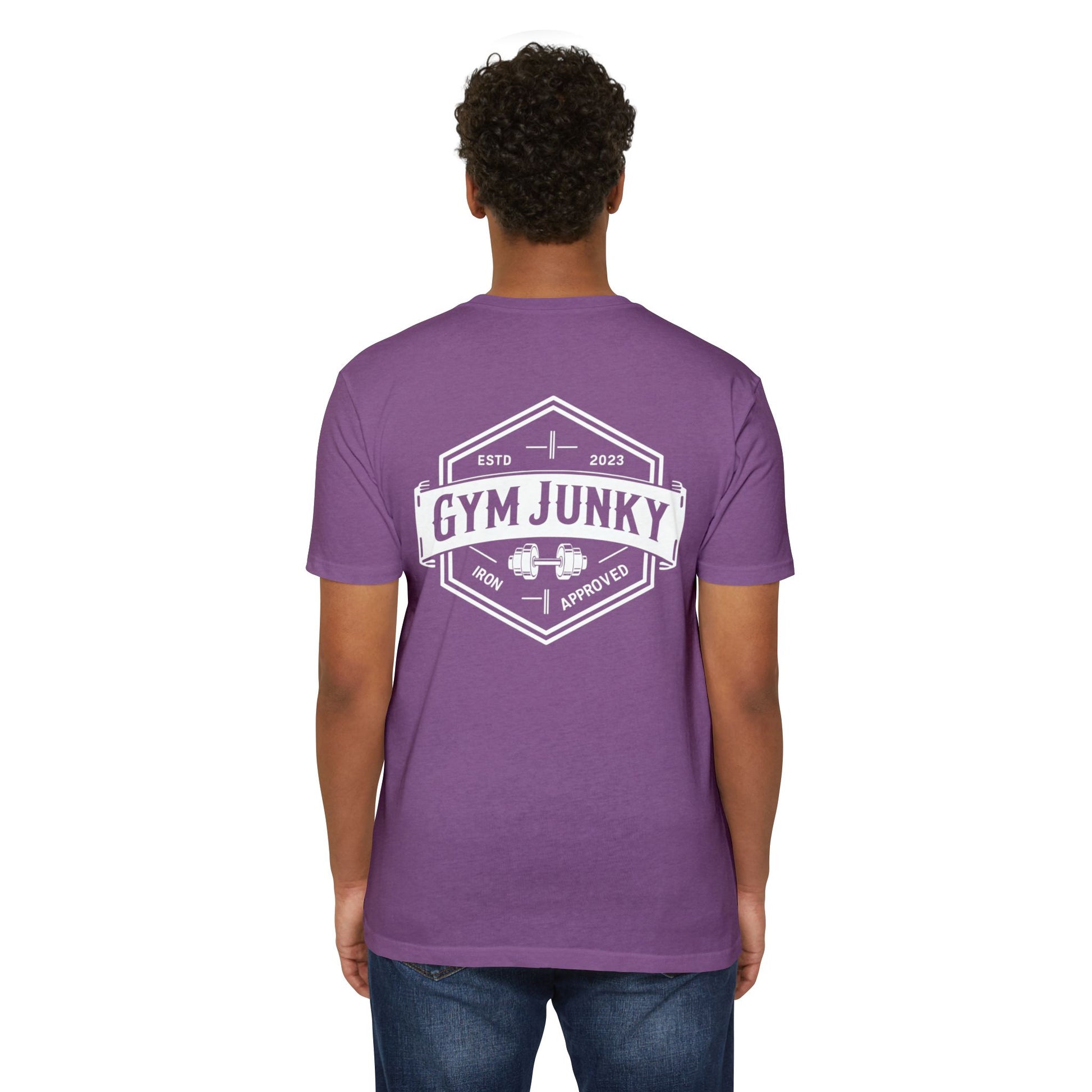 Gym Junky Unisex CVC Jersey T-Shirt | Fitness Apparel, Workout Gift, Gym Lover's Tee, Casual Wear, Motivational Top