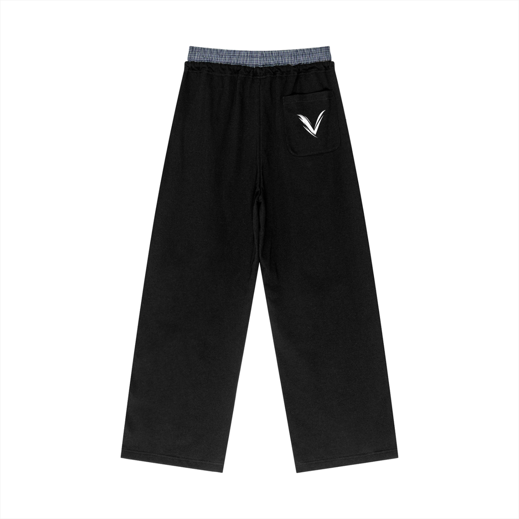 Plaid Contrast Waist Pants