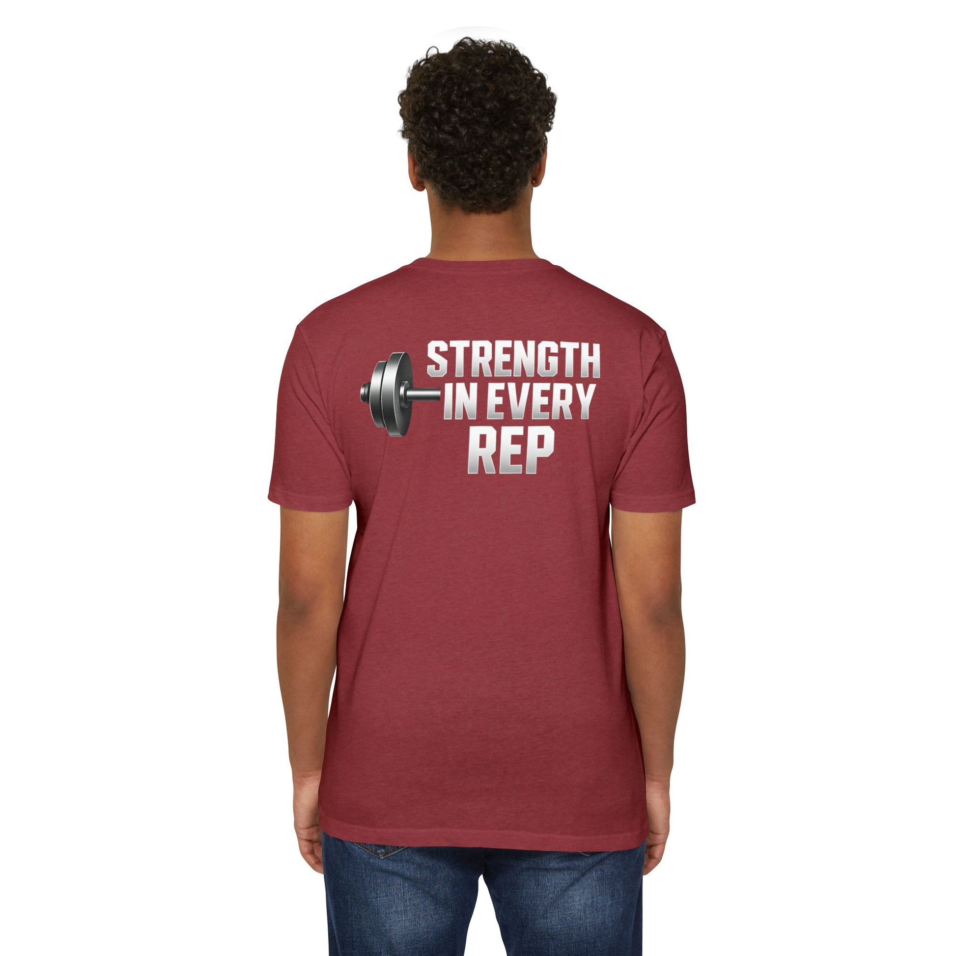Strength in Every Rep Unisex CVC Jersey T-Shirt | Workout Tee, Fitness Apparel, Gym Clothes, Motivational Shirt, Gift for Coaches