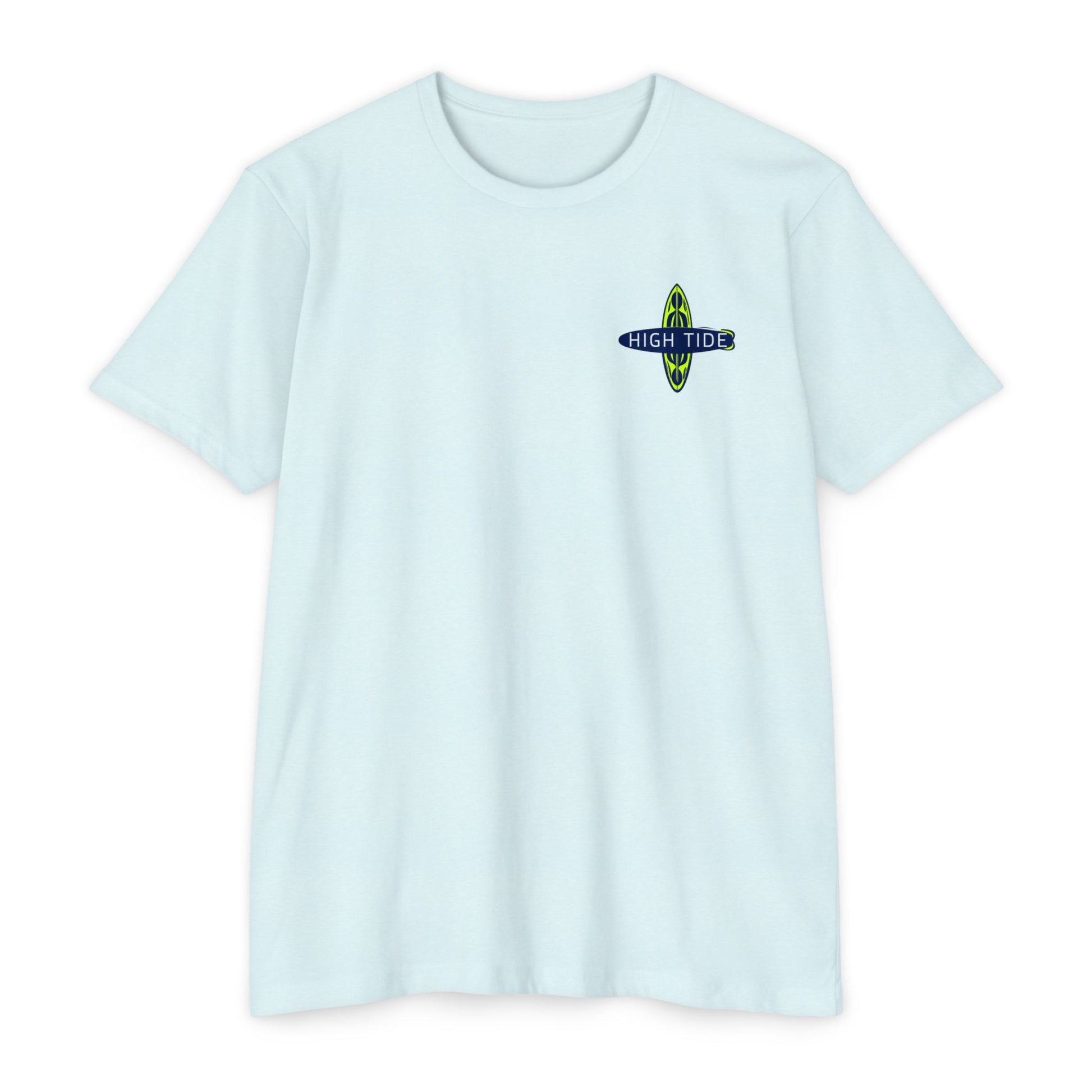 High Tide Unisex CVC Jersey T-shirt, Beachwear, Surfing Shirt, Summer Apparel, Casual Tee, Gift for Surfers