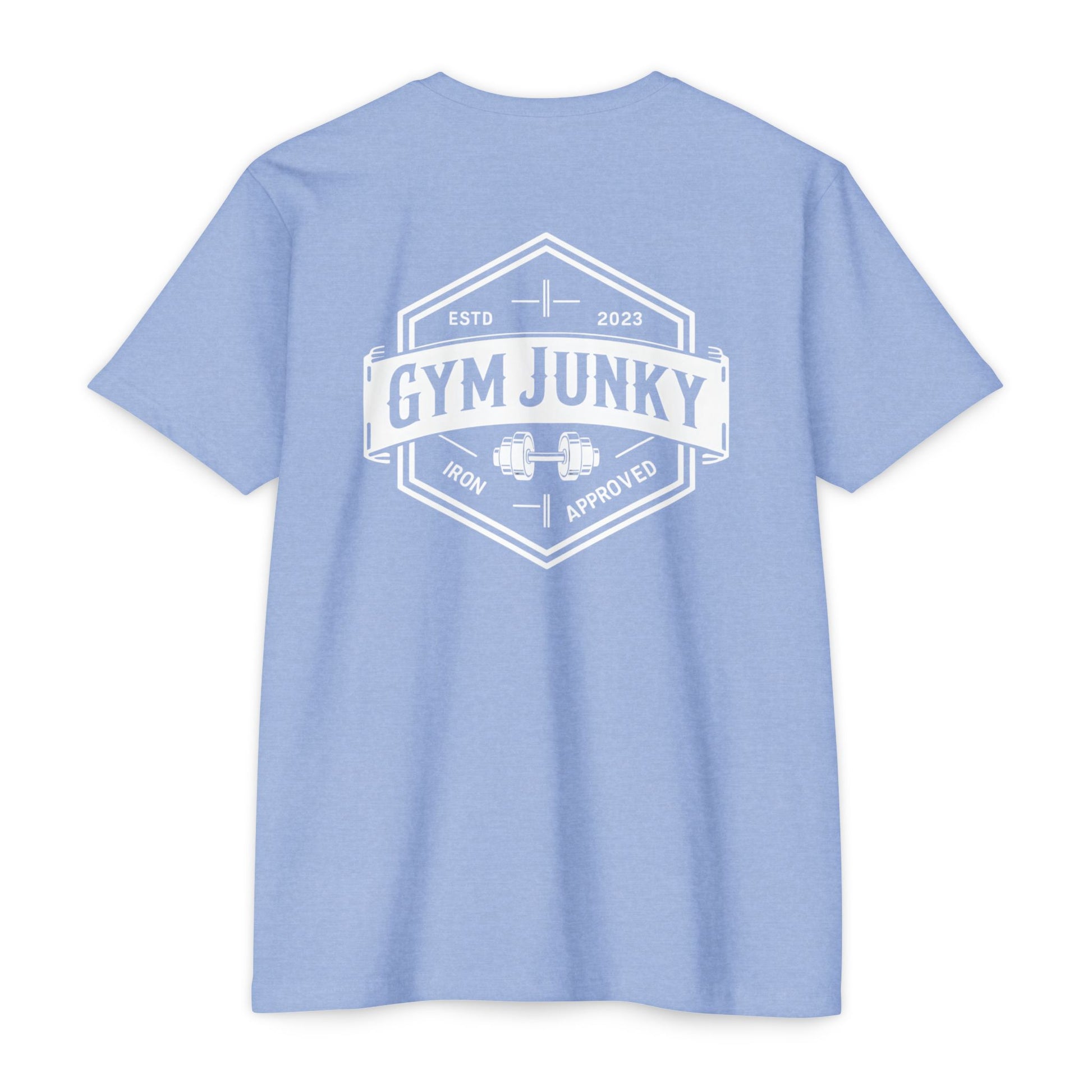 Gym Junky Unisex CVC Jersey T-Shirt | Fitness Apparel, Workout Gift, Gym Lover's Tee, Casual Wear, Motivational Top