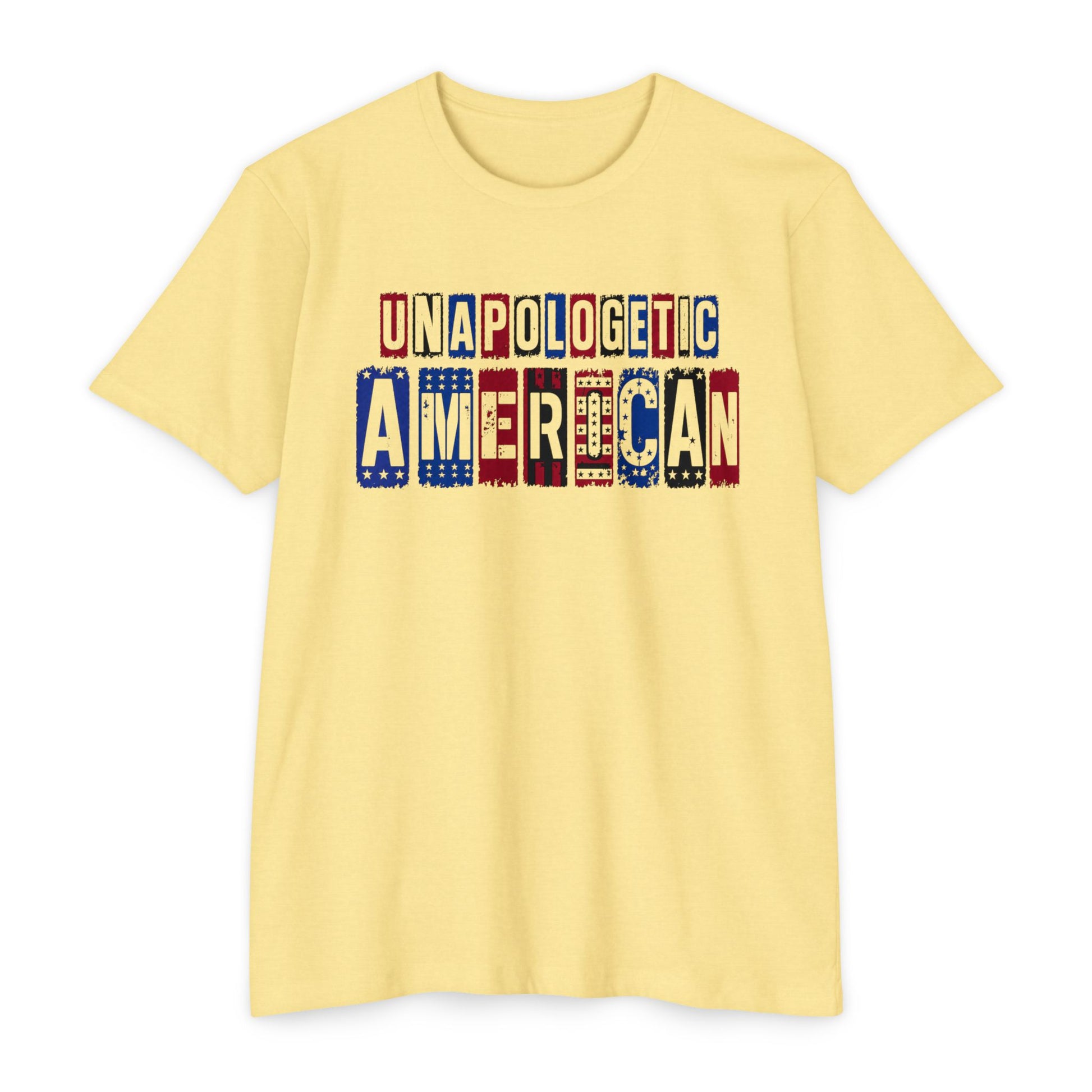 Unapologetic American T-Shirt – Patriotic USA Flag Lettering Tee