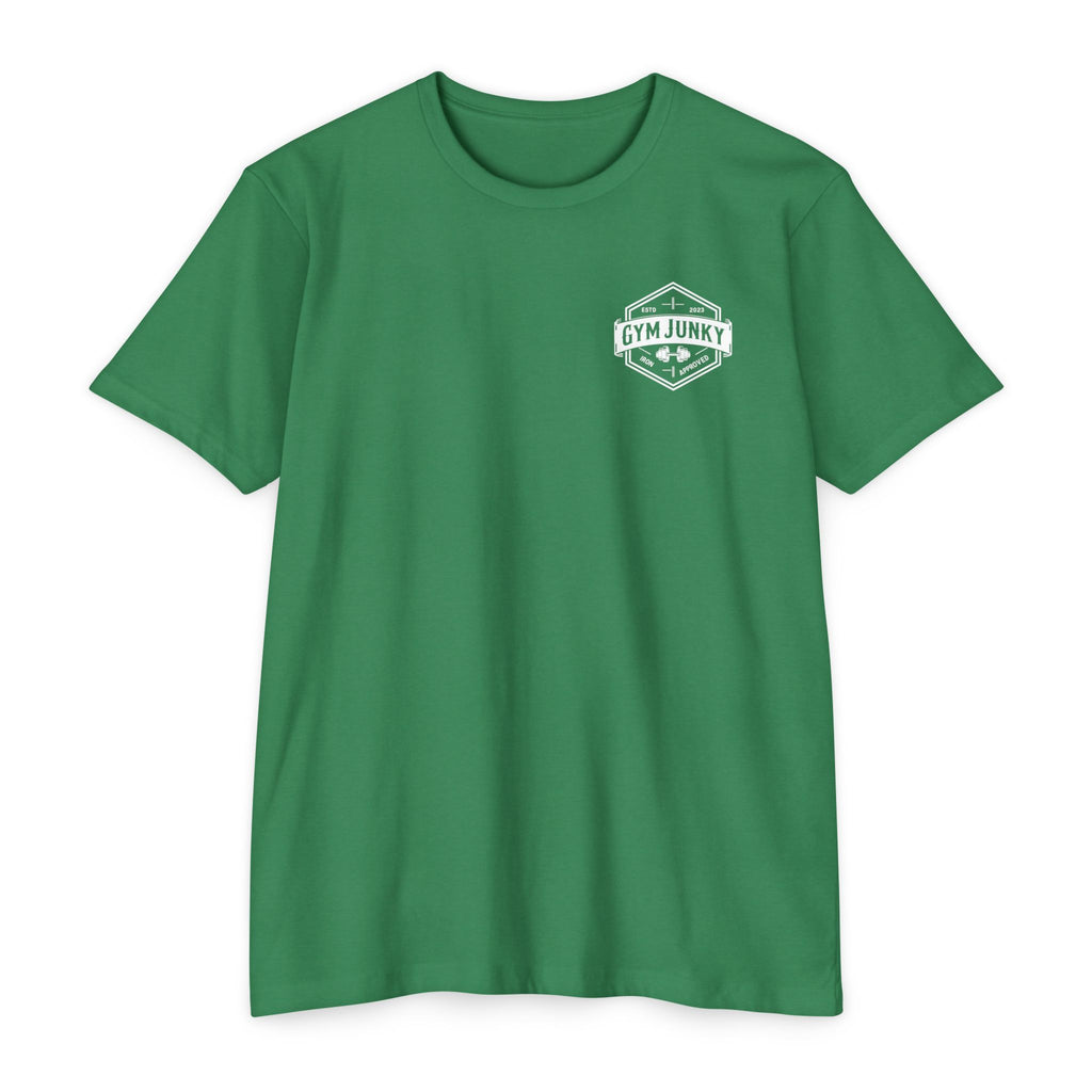Gym Junky Unisex CVC Jersey T-Shirt | Fitness Apparel, Workout Gift, Gym Lover's Tee, Casual Wear, Motivational Top