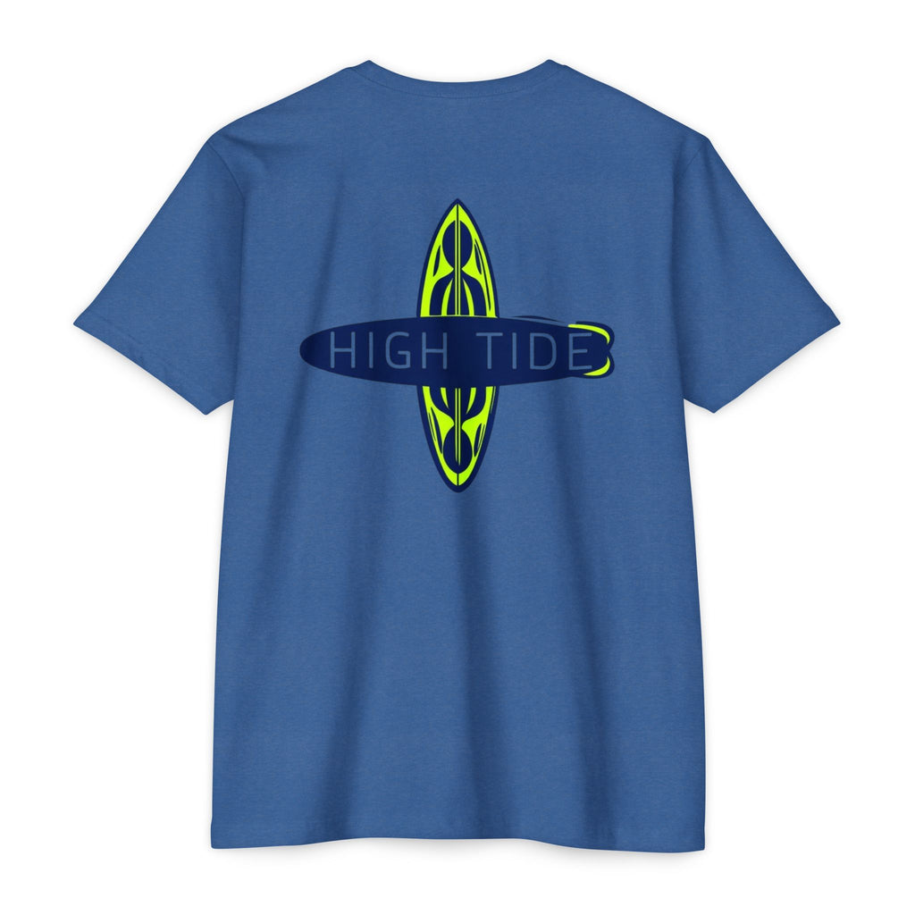 High Tide Unisex CVC Jersey T-shirt, Beachwear, Surfing Shirt, Summer Apparel, Casual Tee, Gift for Surfers