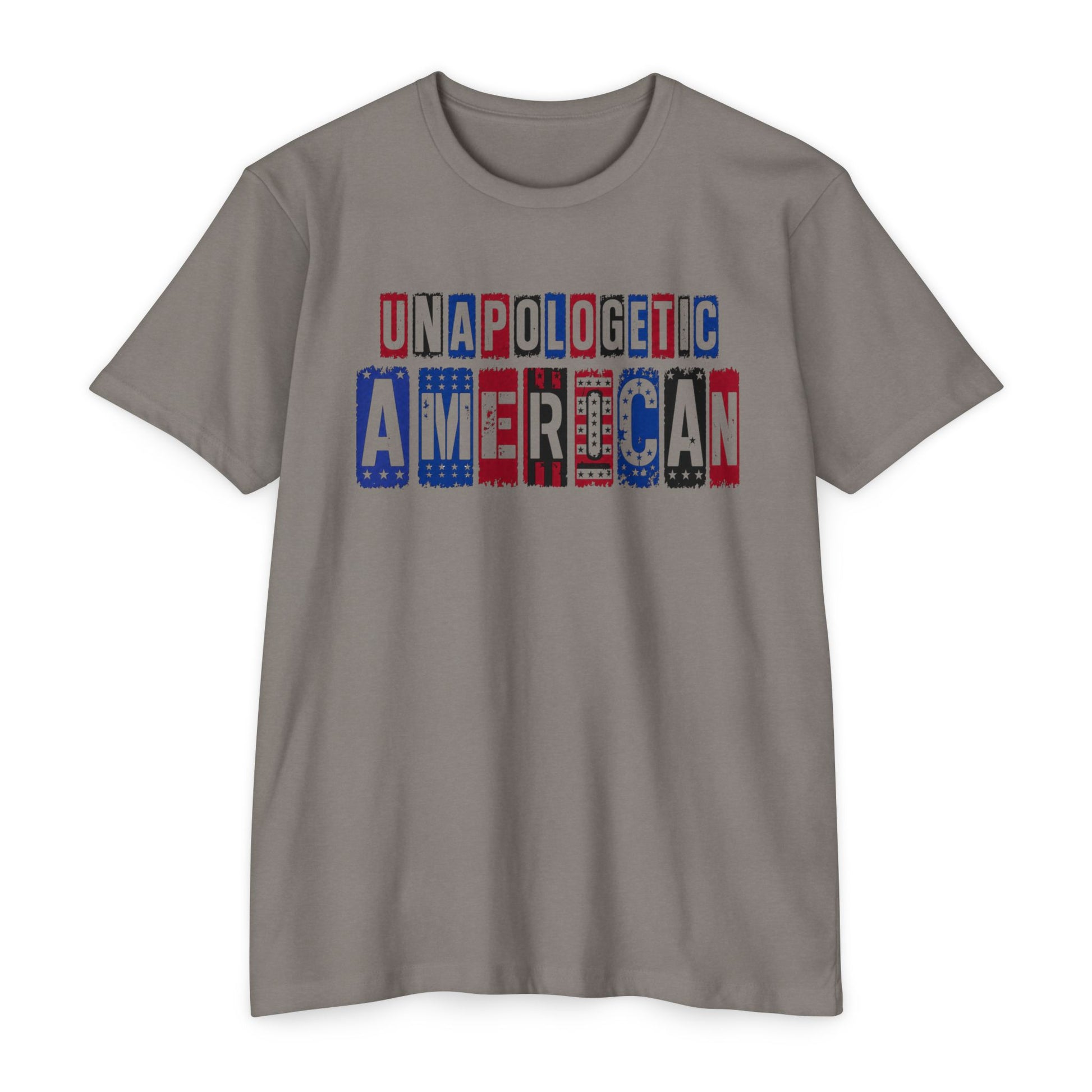 Unapologetic American T-Shirt – Patriotic USA Flag Lettering Tee