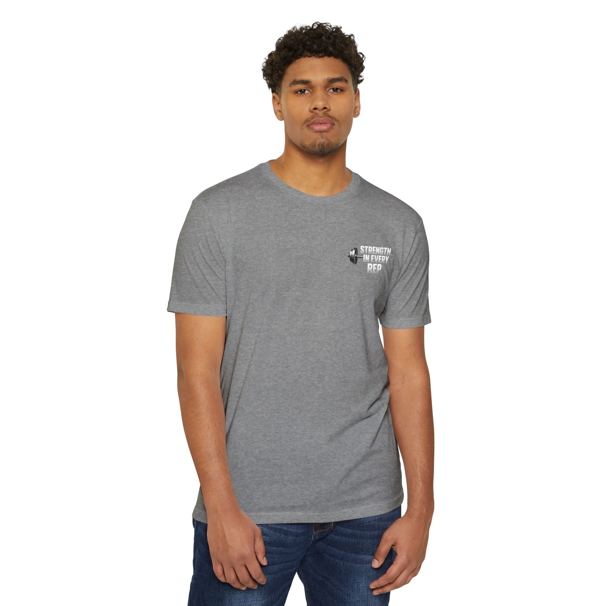 Strength in Every Rep Unisex CVC Jersey T-Shirt | Workout Tee, Fitness Apparel, Gym Clothes, Motivational Shirt, Gift for Coaches