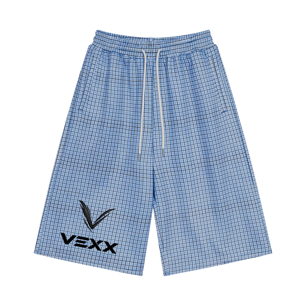 Unisex Plaid Drawstring Shorts