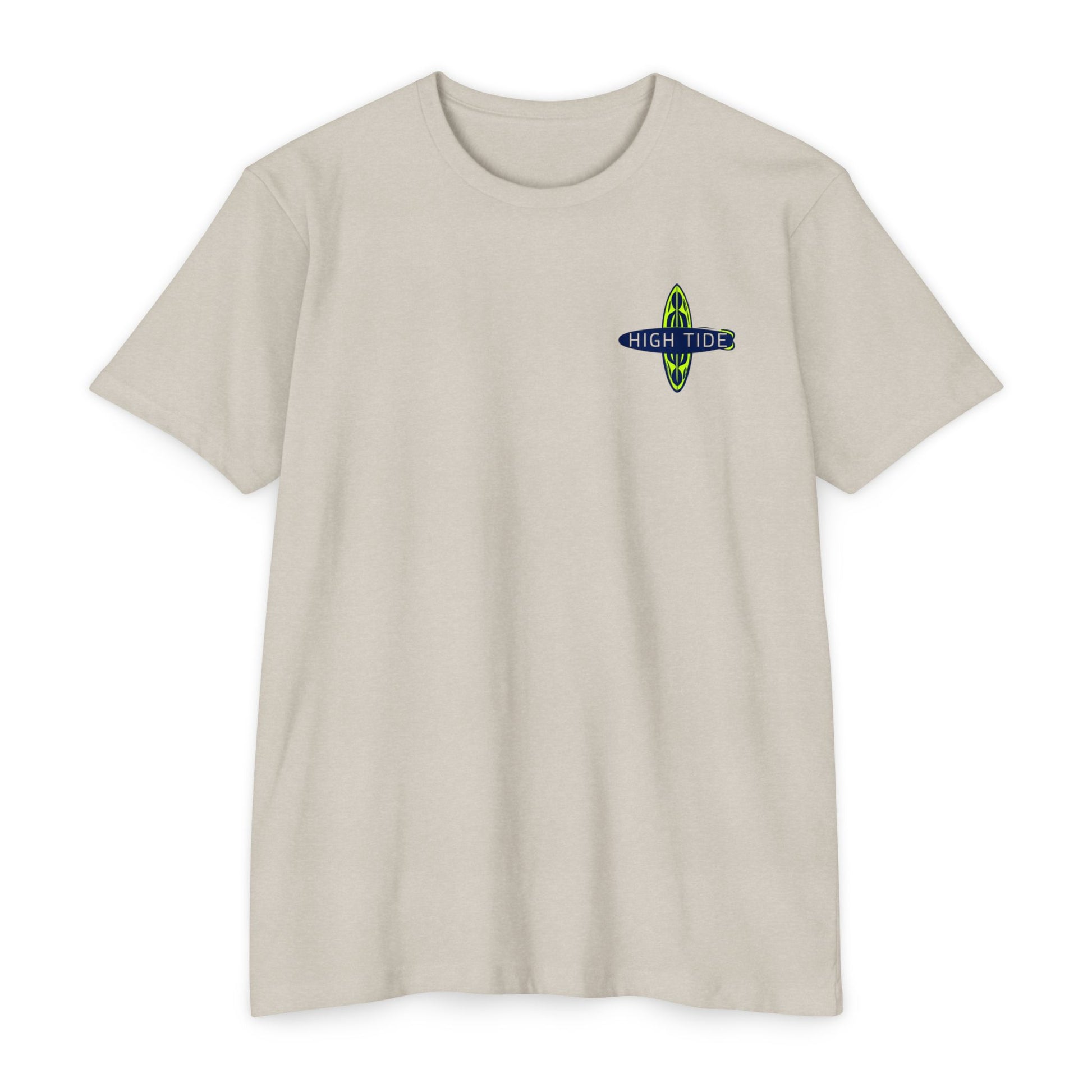 High Tide Unisex CVC Jersey T-shirt, Beachwear, Surfing Shirt, Summer Apparel, Casual Tee, Gift for Surfers