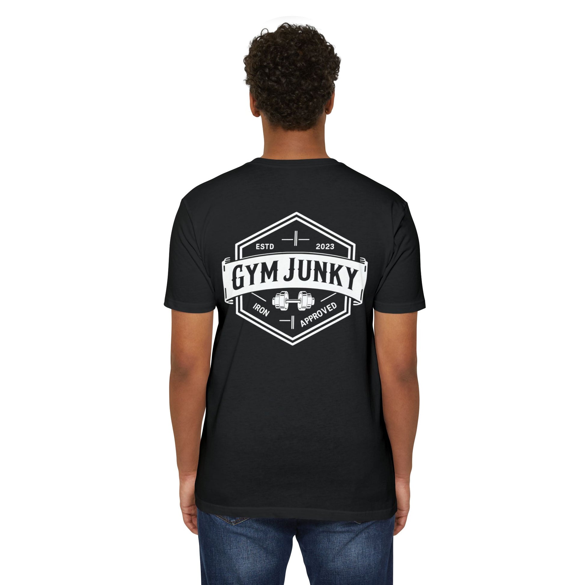 Gym Junky Unisex CVC Jersey T-Shirt | Fitness Apparel, Workout Gift, Gym Lover's Tee, Casual Wear, Motivational Top