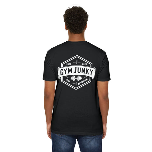 Gym Junky Unisex CVC Jersey T-Shirt | Fitness Apparel, Workout Gift, Gym Lover's Tee, Casual Wear, Motivational Top