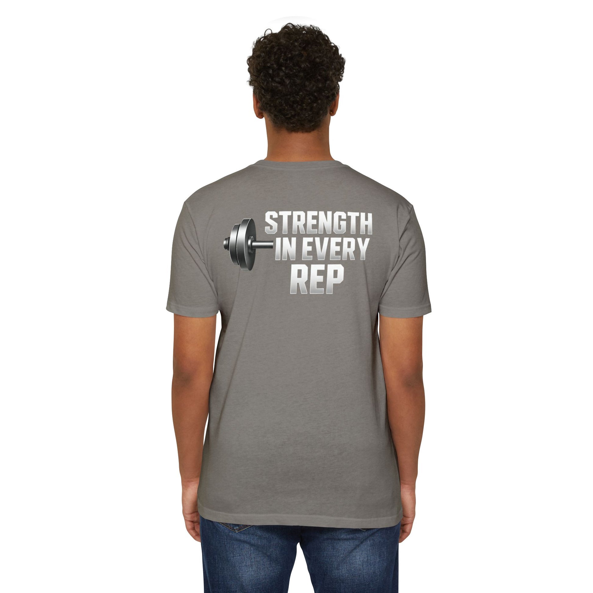 Strength in Every Rep Unisex CVC Jersey T-Shirt | Workout Tee, Fitness Apparel, Gym Clothes, Motivational Shirt, Gift for Coaches