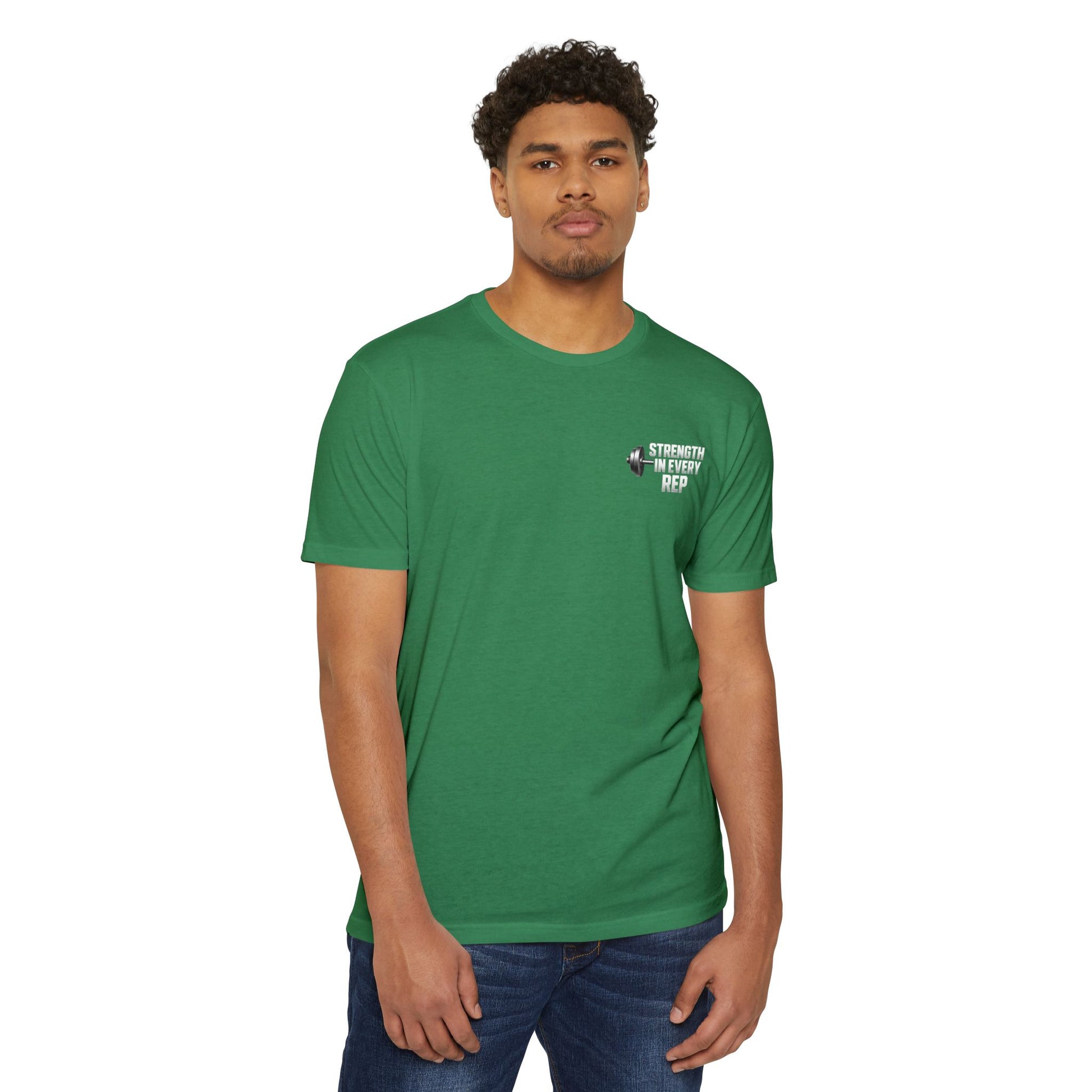 Strength in Every Rep Unisex CVC Jersey T-Shirt | Workout Tee, Fitness Apparel, Gym Clothes, Motivational Shirt, Gift for Coaches