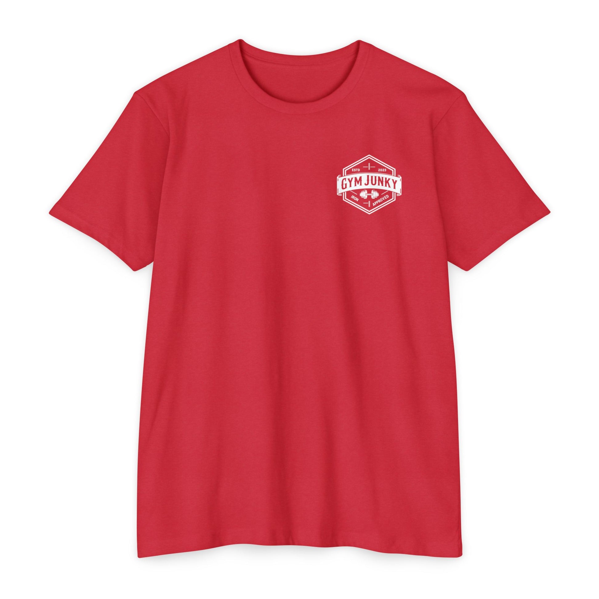 Gym Junky Unisex CVC Jersey T-Shirt | Fitness Apparel, Workout Gift, Gym Lover's Tee, Casual Wear, Motivational Top