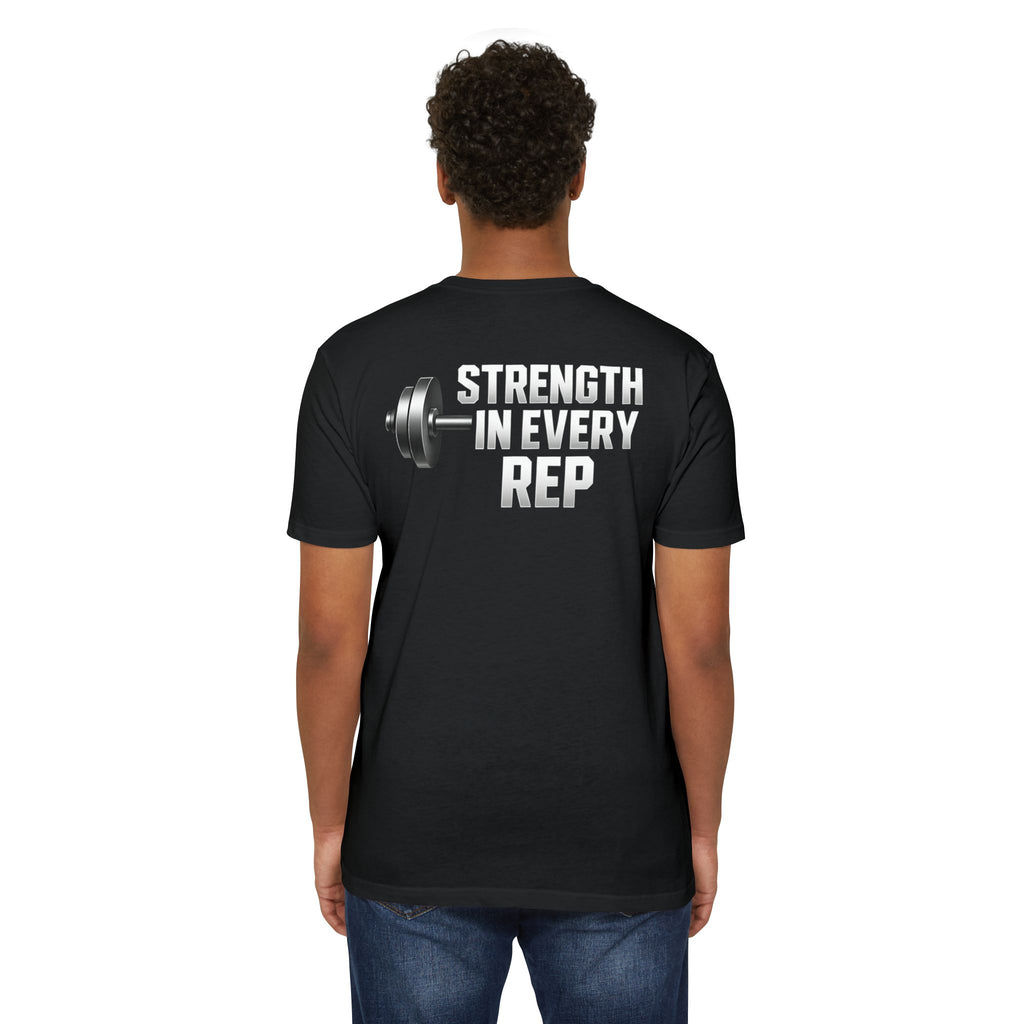 Strength in Every Rep Unisex CVC Jersey T-Shirt | Workout Tee, Fitness Apparel, Gym Clothes, Motivational Shirt, Gift for Coaches