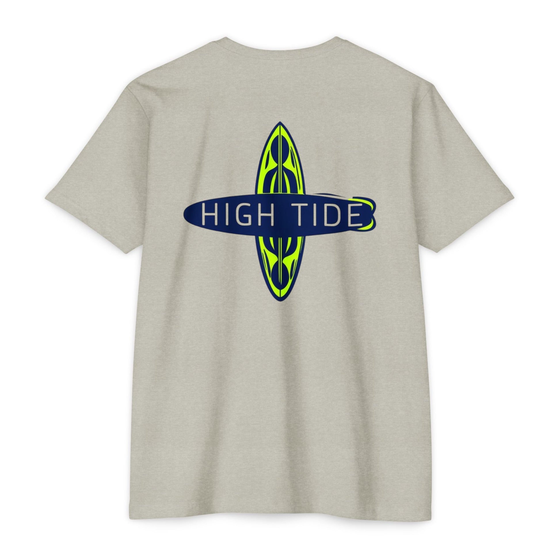 High Tide Unisex CVC Jersey T-shirt, Beachwear, Surfing Shirt, Summer Apparel, Casual Tee, Gift for Surfers