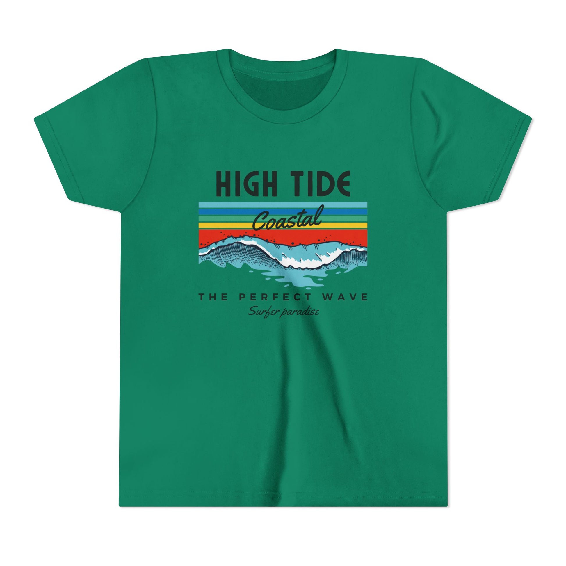 Coastal Wave Youth Tee - High Tide Summer Shirt, Beachwear, Vacation Gift, Surfing Apparel, Ocean Lover Gift