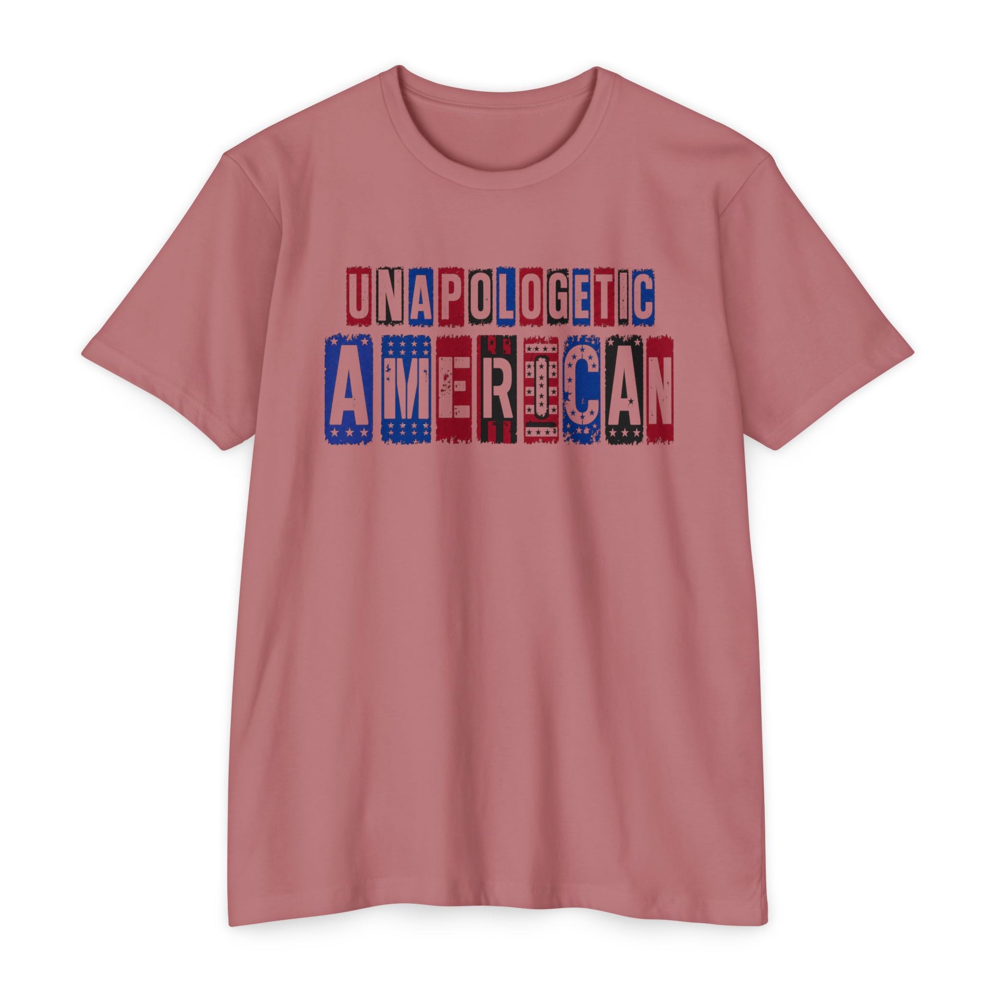 Unapologetic American T-Shirt – Patriotic USA Flag Lettering Tee