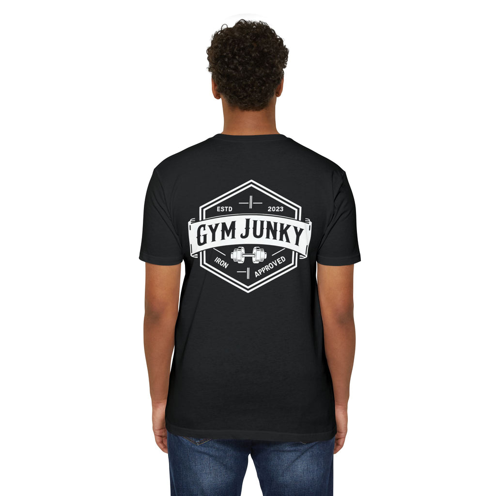 Gym Junky Unisex CVC Jersey T-Shirt | Fitness Apparel, Workout Gift, Gym Lover's Tee, Casual Wear, Motivational Top
