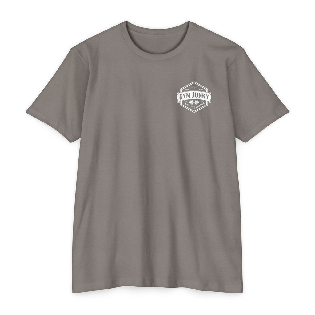 Gym Junky Unisex CVC Jersey T-Shirt | Fitness Apparel, Workout Gift, Gym Lover's Tee, Casual Wear, Motivational Top