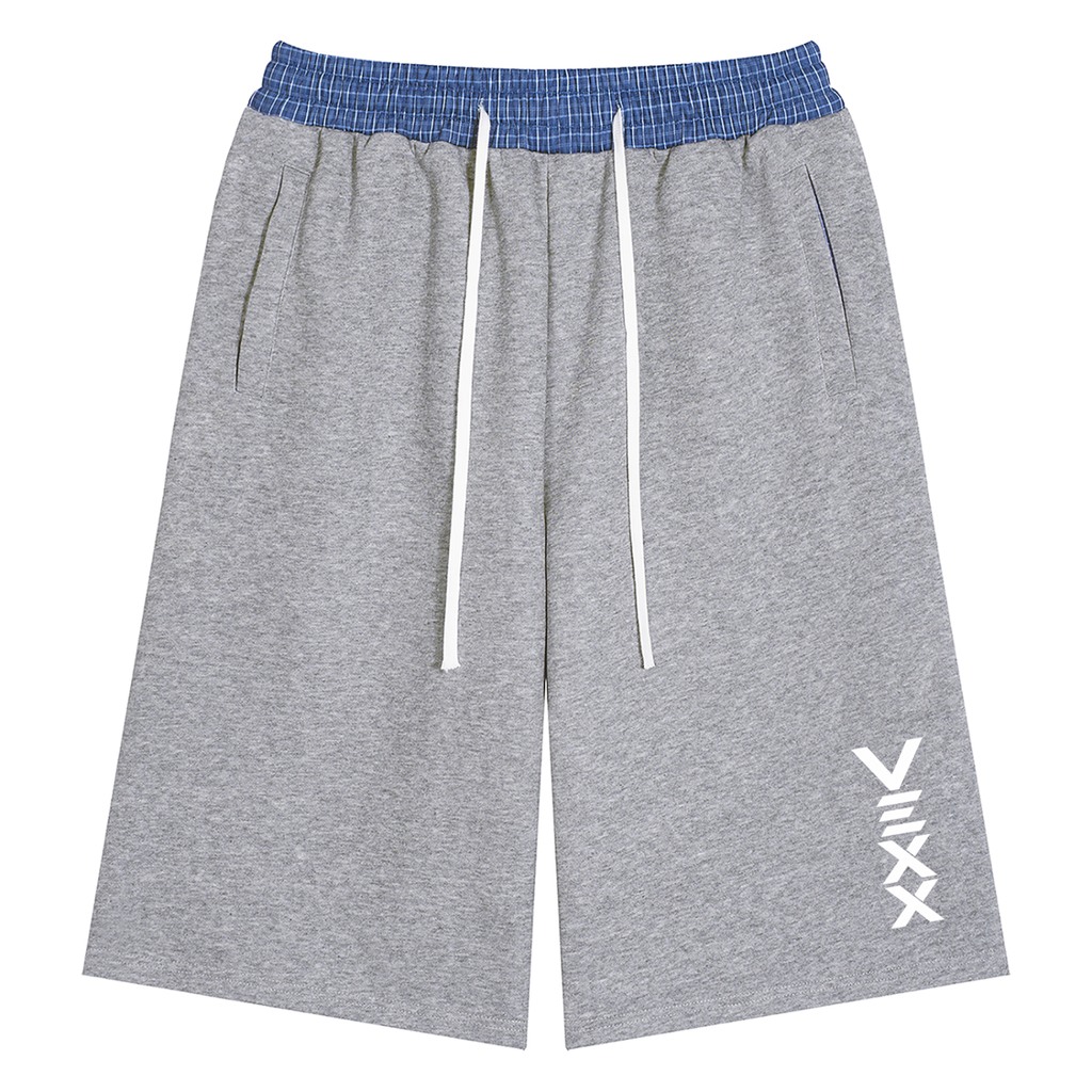 Unisex Plaid Waistband Shorts