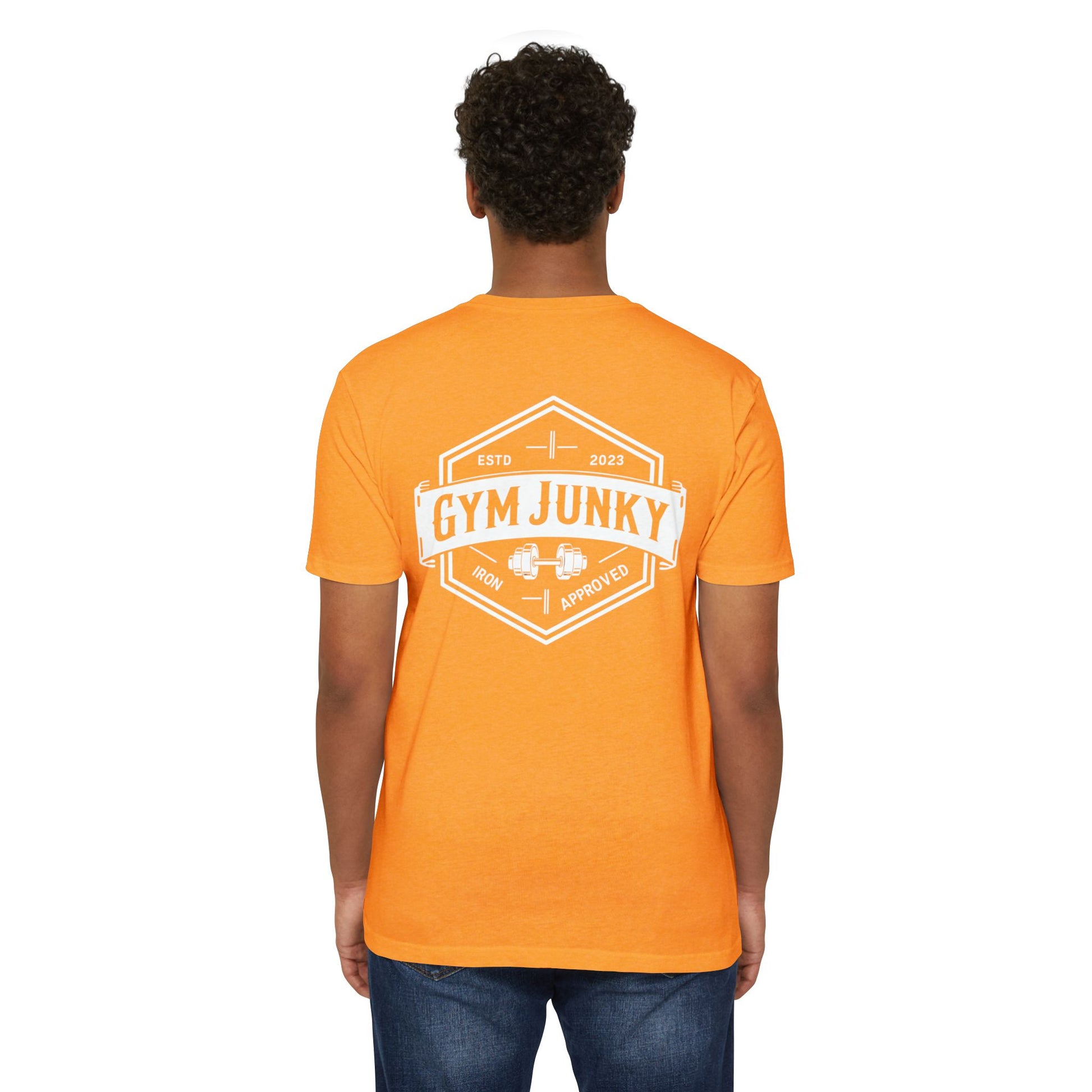 Gym Junky Unisex CVC Jersey T-Shirt | Fitness Apparel, Workout Gift, Gym Lover's Tee, Casual Wear, Motivational Top