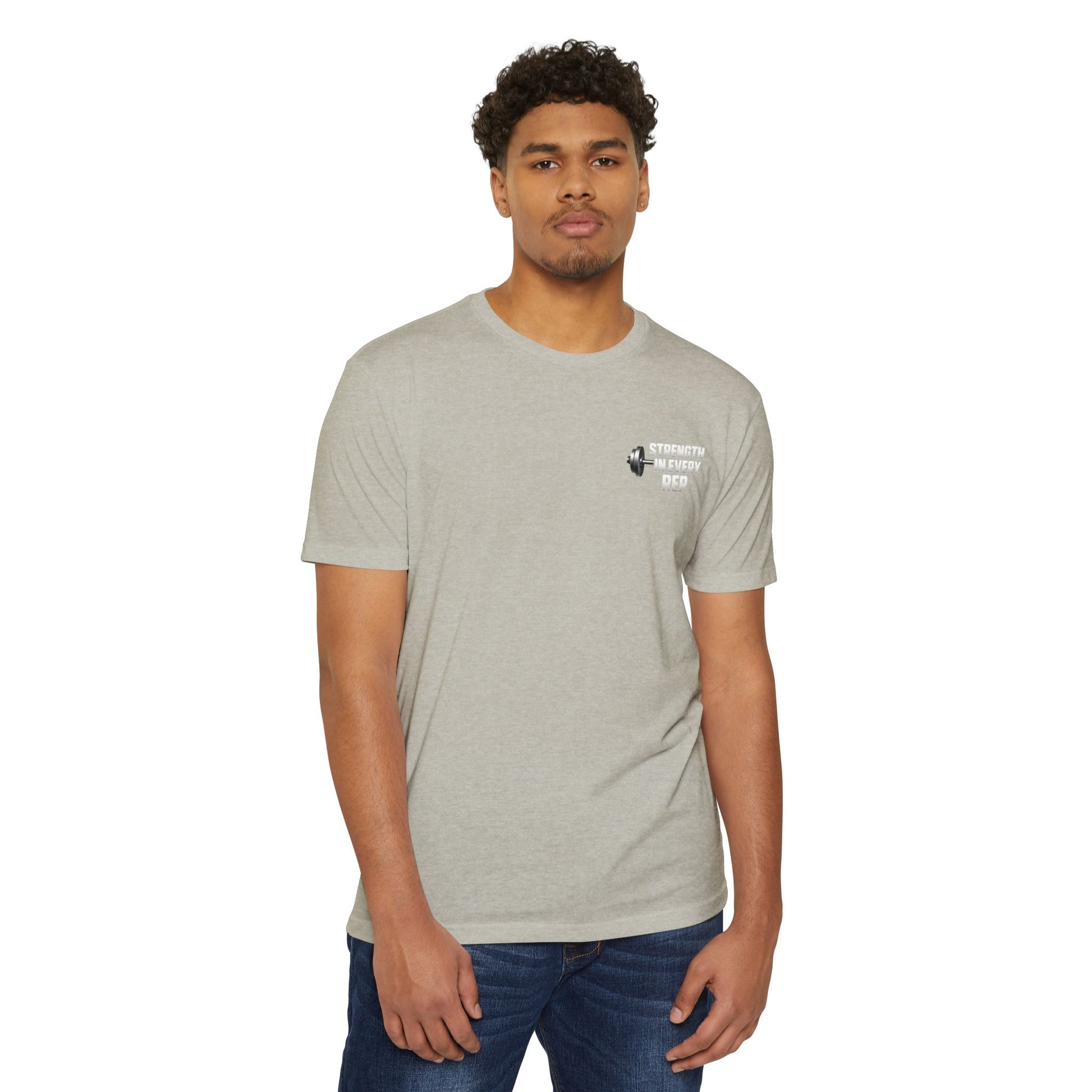 Strength in Every Rep Unisex CVC Jersey T-Shirt | Workout Tee, Fitness Apparel, Gym Clothes, Motivational Shirt, Gift for Coaches