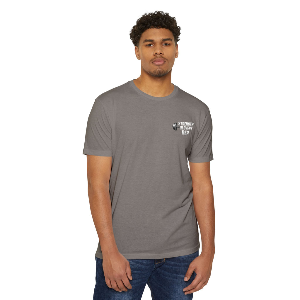 Strength in Every Rep Unisex CVC Jersey T-Shirt | Workout Tee, Fitness Apparel, Gym Clothes, Motivational Shirt, Gift for Coaches
